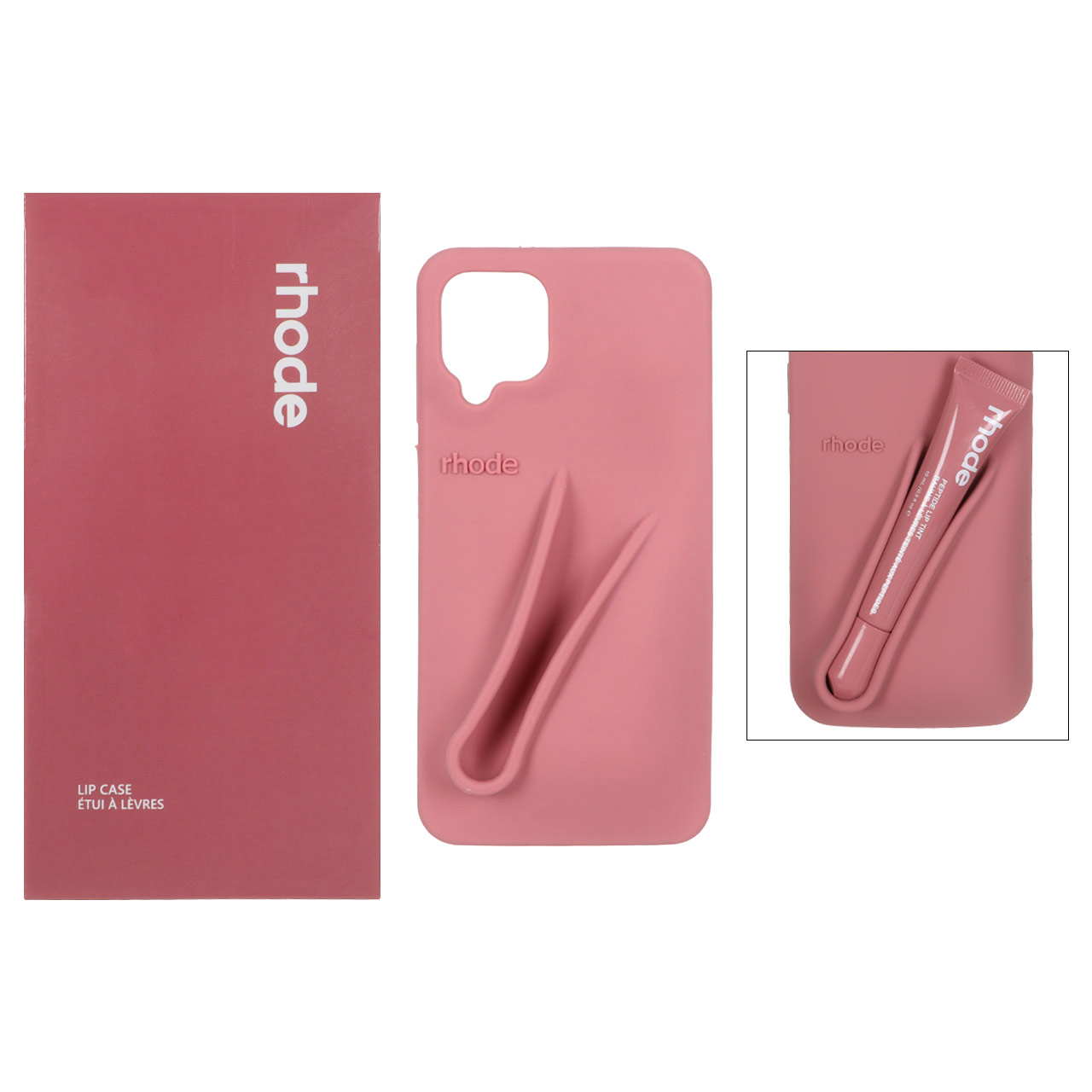 قاب سیلیکونی پاک کنی اورجینال rhode با ست لیپ گلاس Samsung Galaxy A12 / M12 / F12 - کالباسی