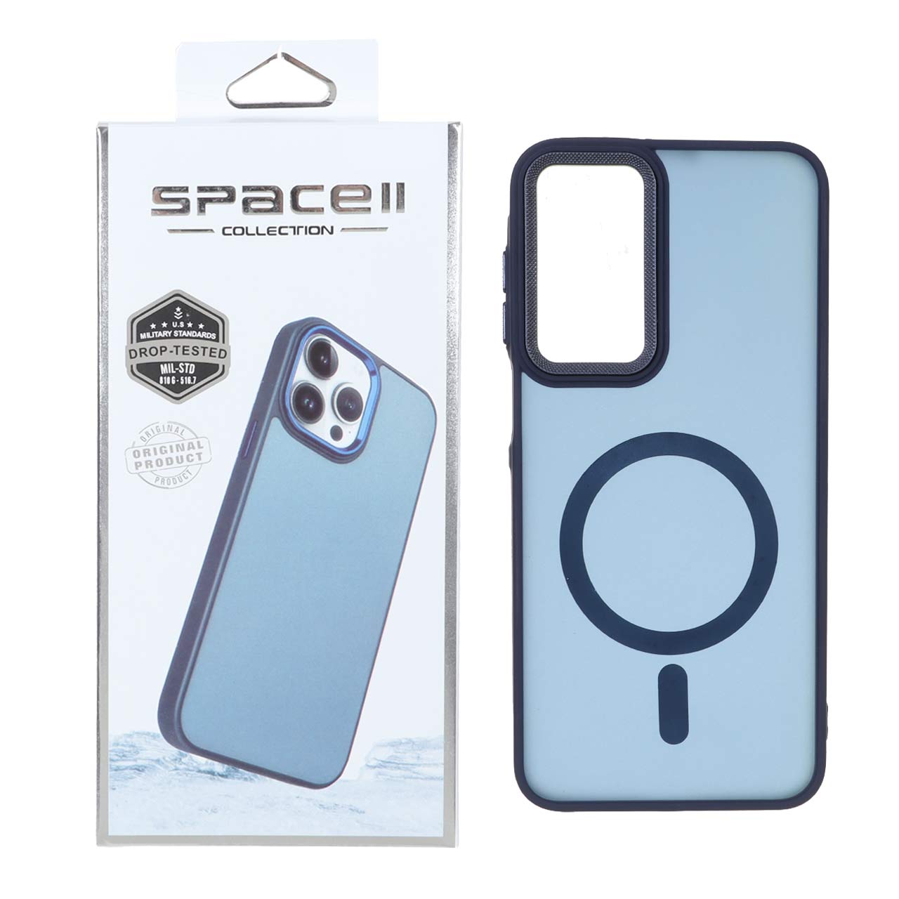 قاب Space مات لنز کربن طرح مگ سیف سرمه‌ای مناسب برای سامسونگ گلکسی A16