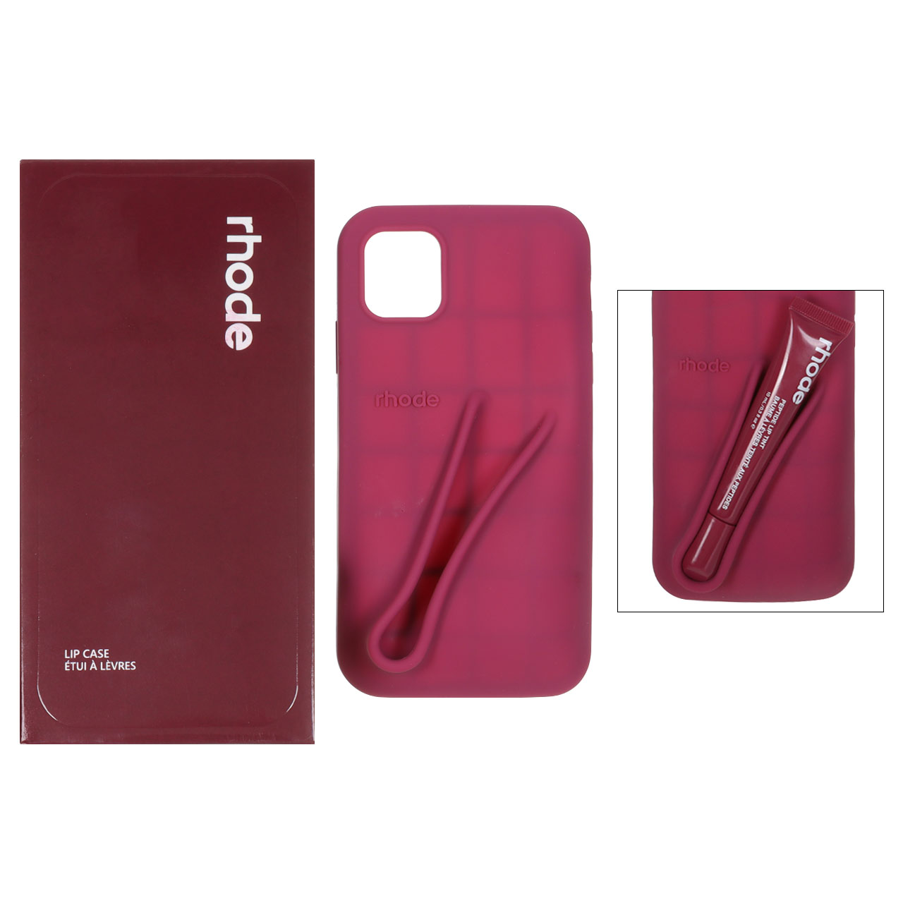 قاب سیلیکونی پاک کنی اورجینال rhode با ست لیپ گلاس Apple iPhone 11 - آلبالویی