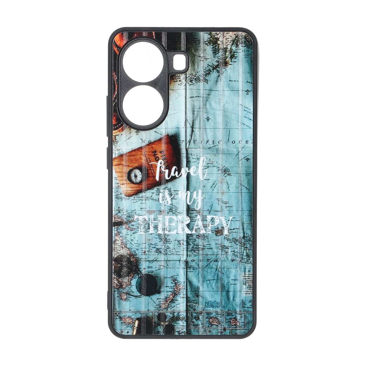 قاب Line Case محافظ لنز برجسته طرح نقشه جهان با شعار Travel is my therapy مناسب برای شیائومی پوکو ایکس 7 پرو