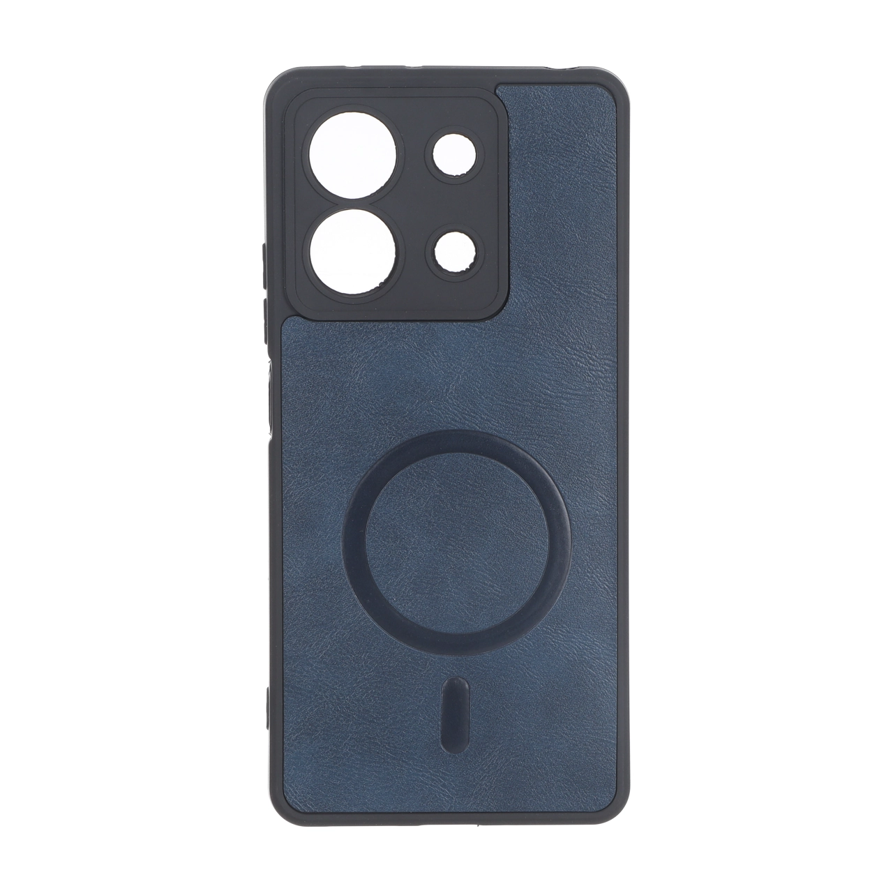 قاب چرمی طرح مگ سیف محافظ لنزدار Xiaomi Redmi Note 13 5G - سرمه ای