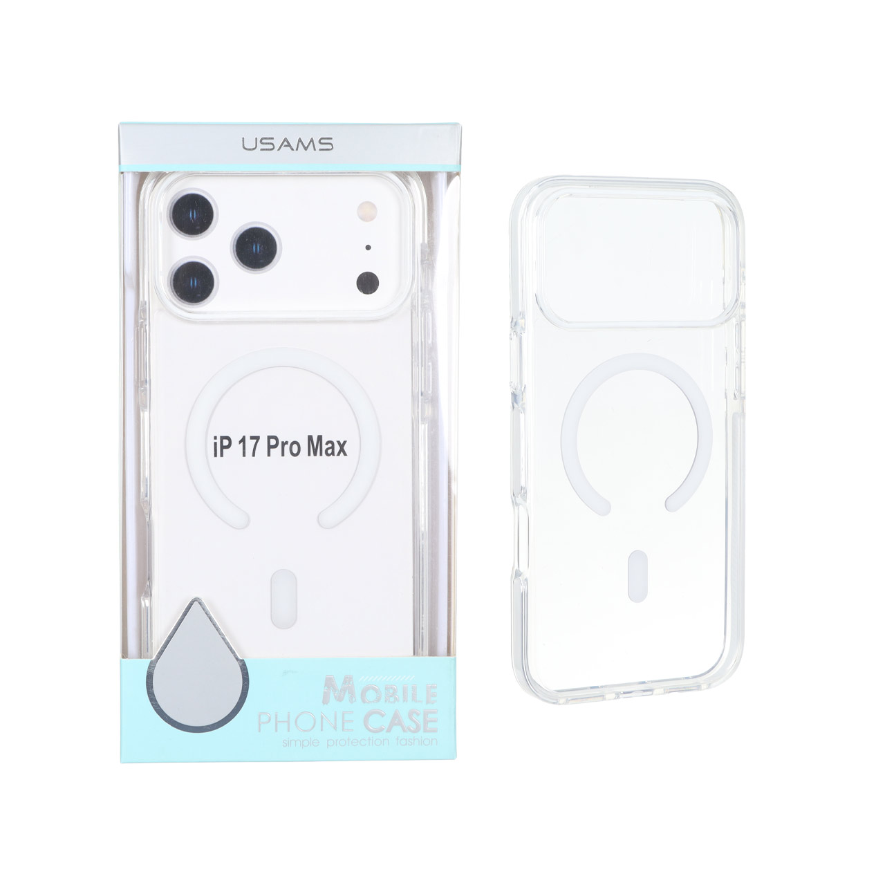قاب اورجینال Usams پشت سخت شفاف MagSafe دور رنگی Apple iPhone 17 Pro Max - سفید (پک دار)