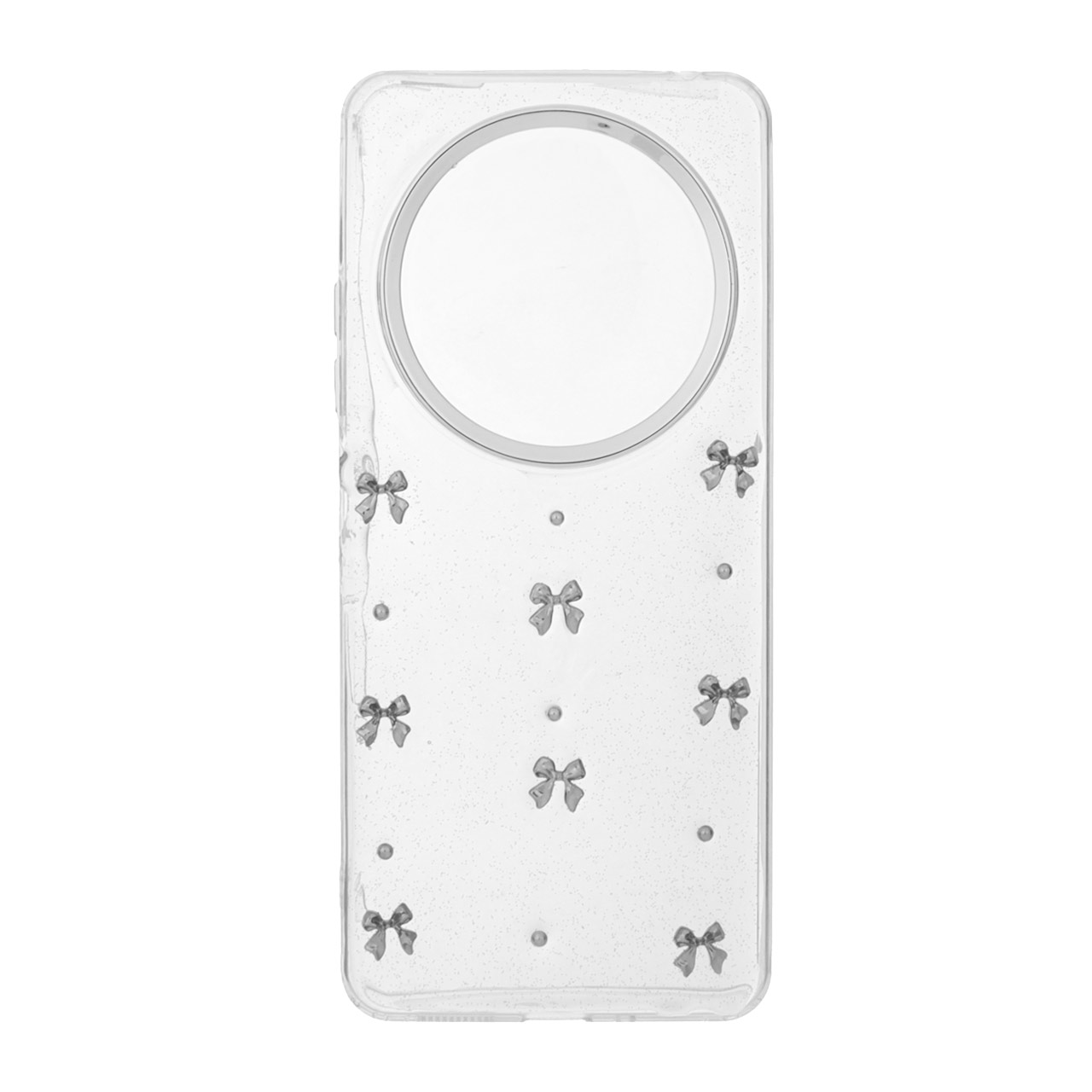 قاب طرح پاپیون رزینی اکلیلی با محافظ لنز نقره‌ای مناسب برای شیائومی ردمی 14C، ردمی A4 و پوکو C75