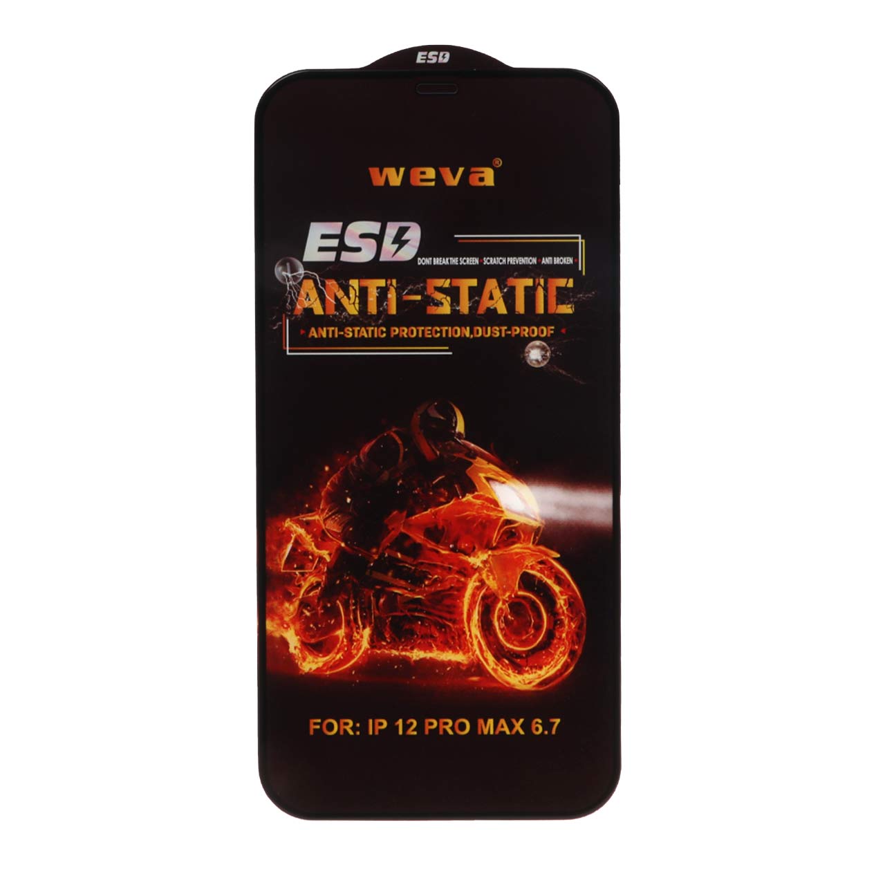 محافظ صفحه نمایش شیشه ای فول کاور Weva مدل ESD Anti-Static مناسب برای آیفون 12 پرو مکس
