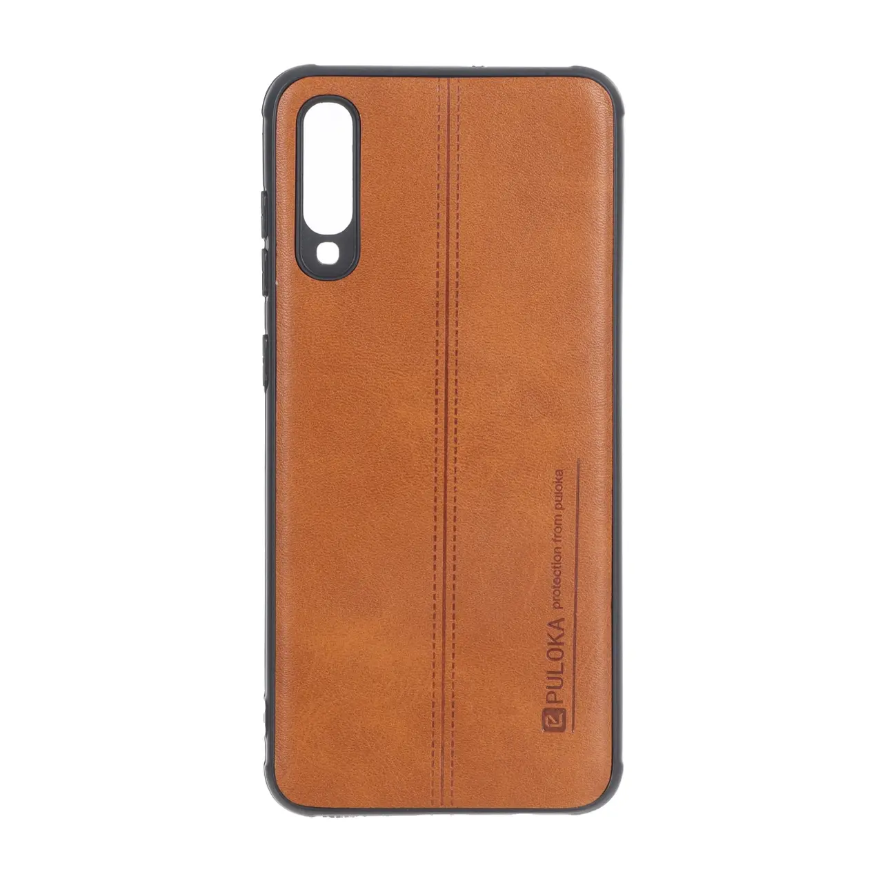 قاب Puloka طرح چرم دوخت دار Samsung Galaxy A70 / A70s - قهوه ای