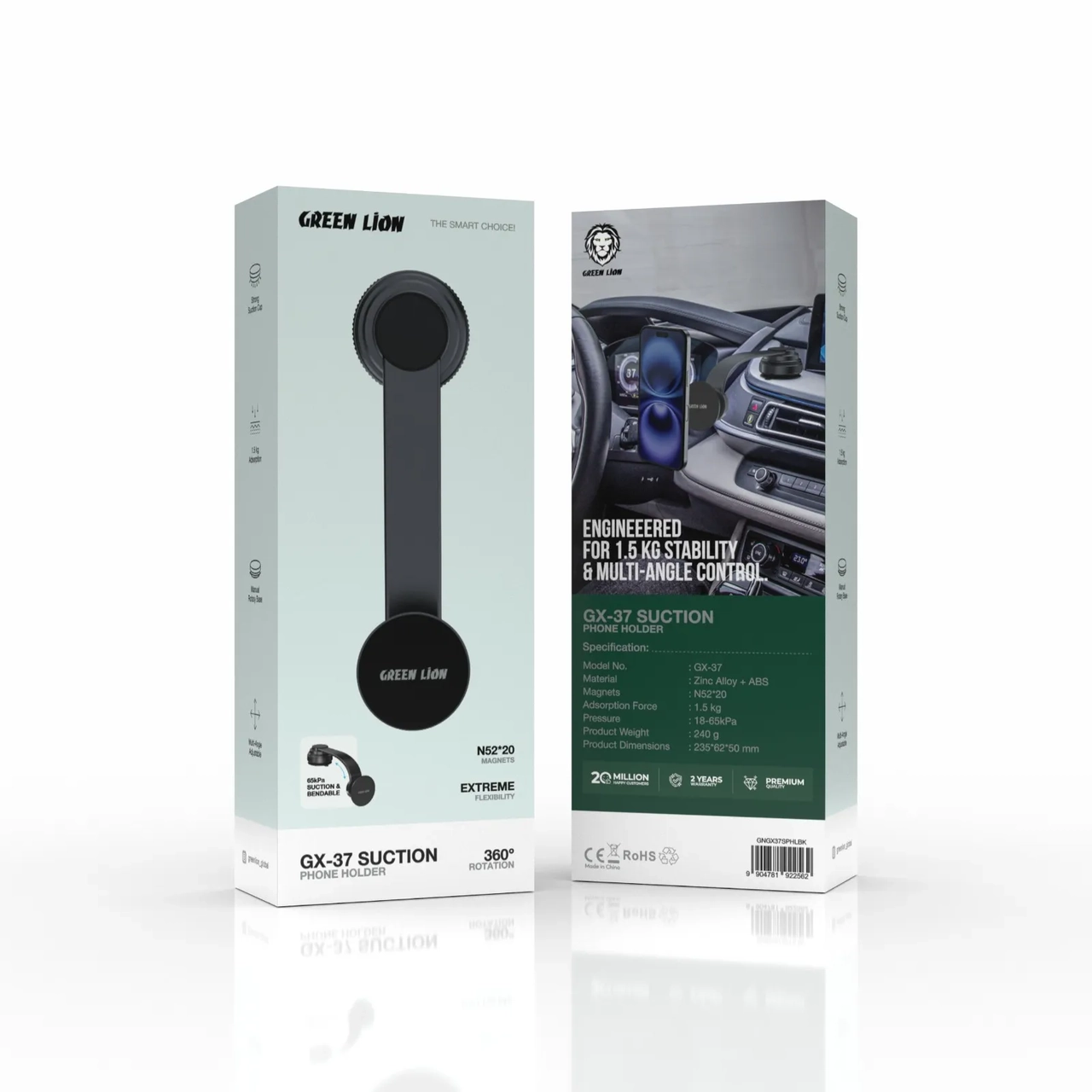 هولدر گوشی موبایل وکیومی Green Lion مدل GX-37 مشکی