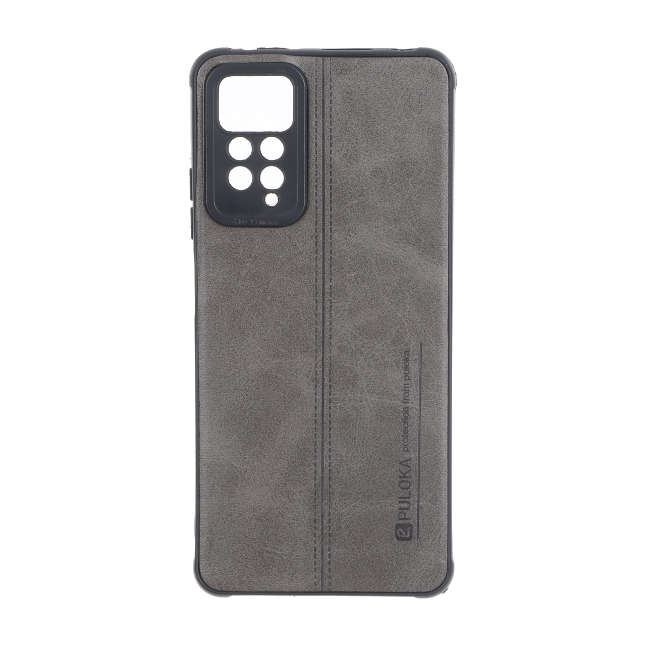 قاب طرح چرم دوخت دار محافظ لنزدار Puloka مناسب برای Xiaomi Redmi Note 12 Pro 4G / Redmi Note 11 Pro - طوسی