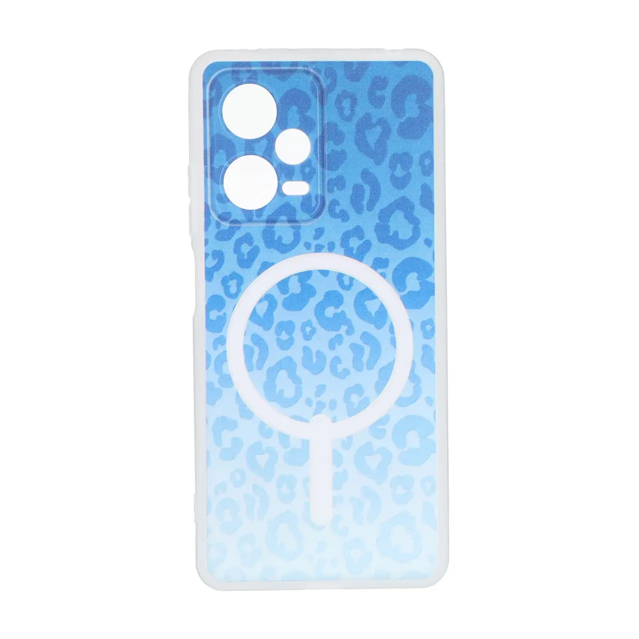 قاب ژله ای پلنگی طرح مگ سیف دور مات محافظ لنزدار Xiaomi Redmi Note 12 Pro 5G - آبی کاربنی