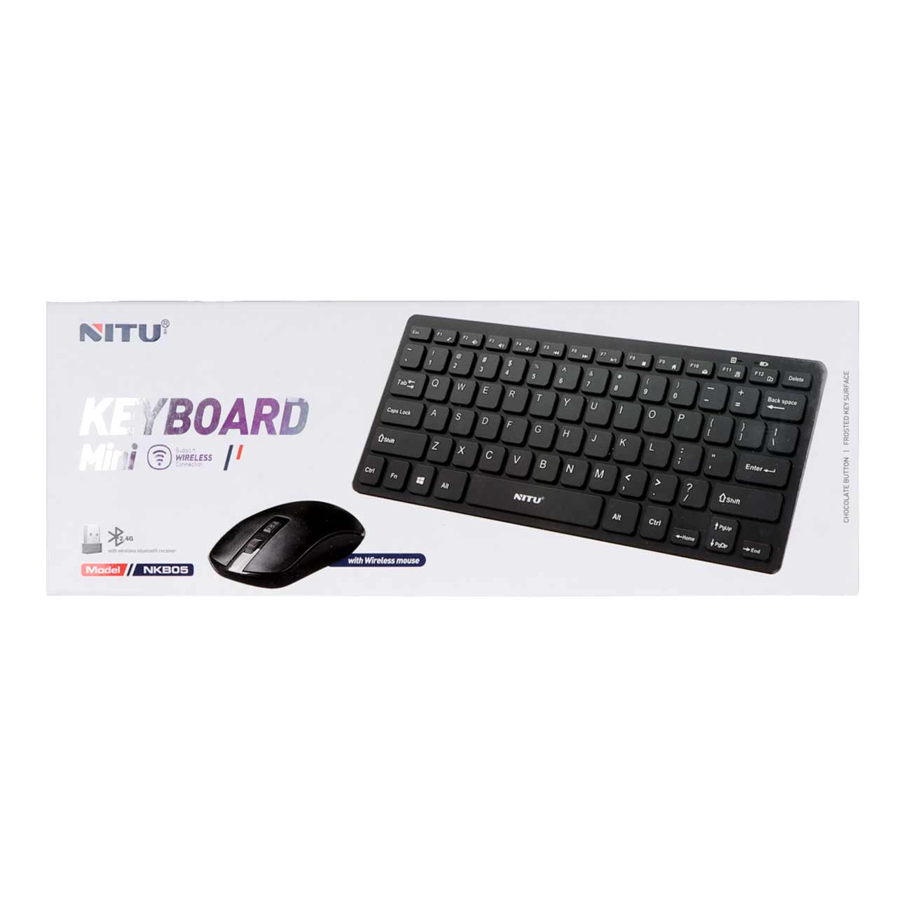 ست ماوس و کیبورد بی سیم Nitu NKB05 مشکی با اتصال دانگل USB