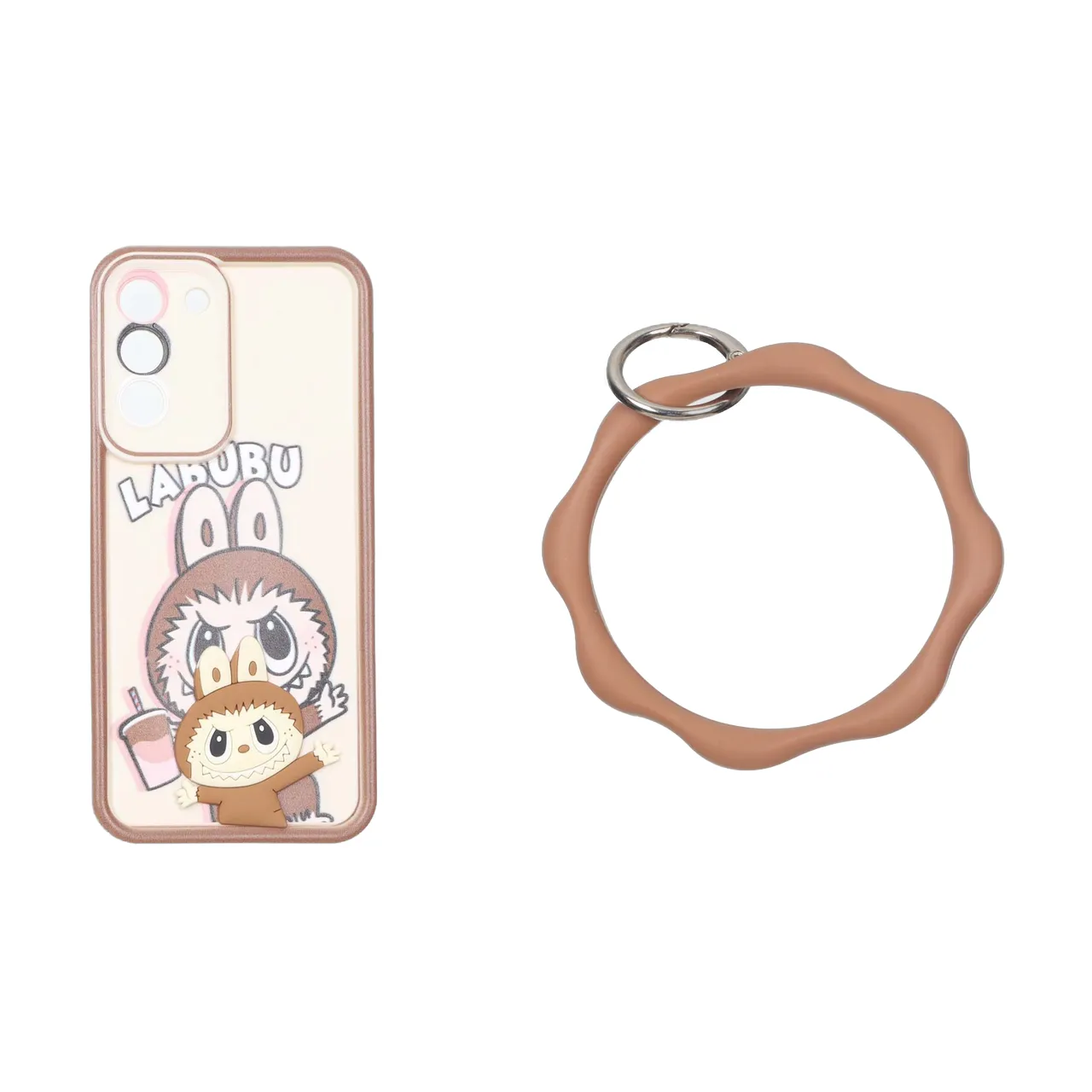 قاب طرح Solid Case عروسک برجسته النگویی محافظ لنز رنگی مناسب برای سامسونگ Galaxy S21 FE