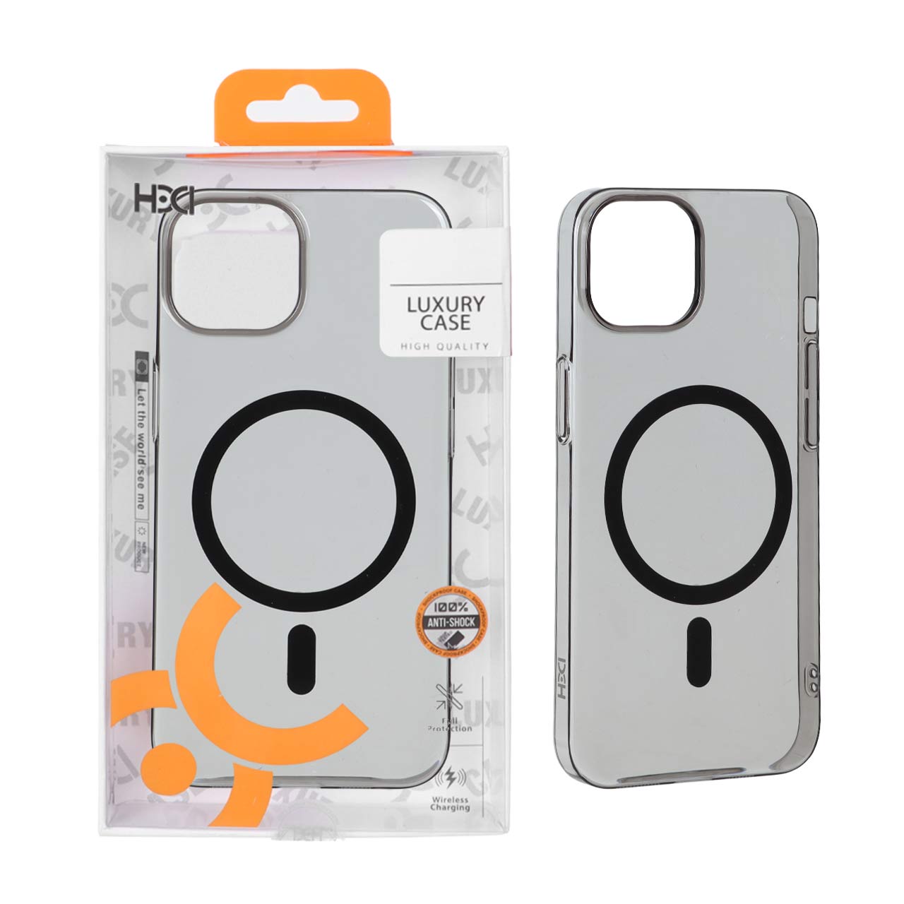 قاب طرح HDD کریستالی اسلیم مگ‌سیف مشکی مناسب برای آیفون 13 و آیفون 14