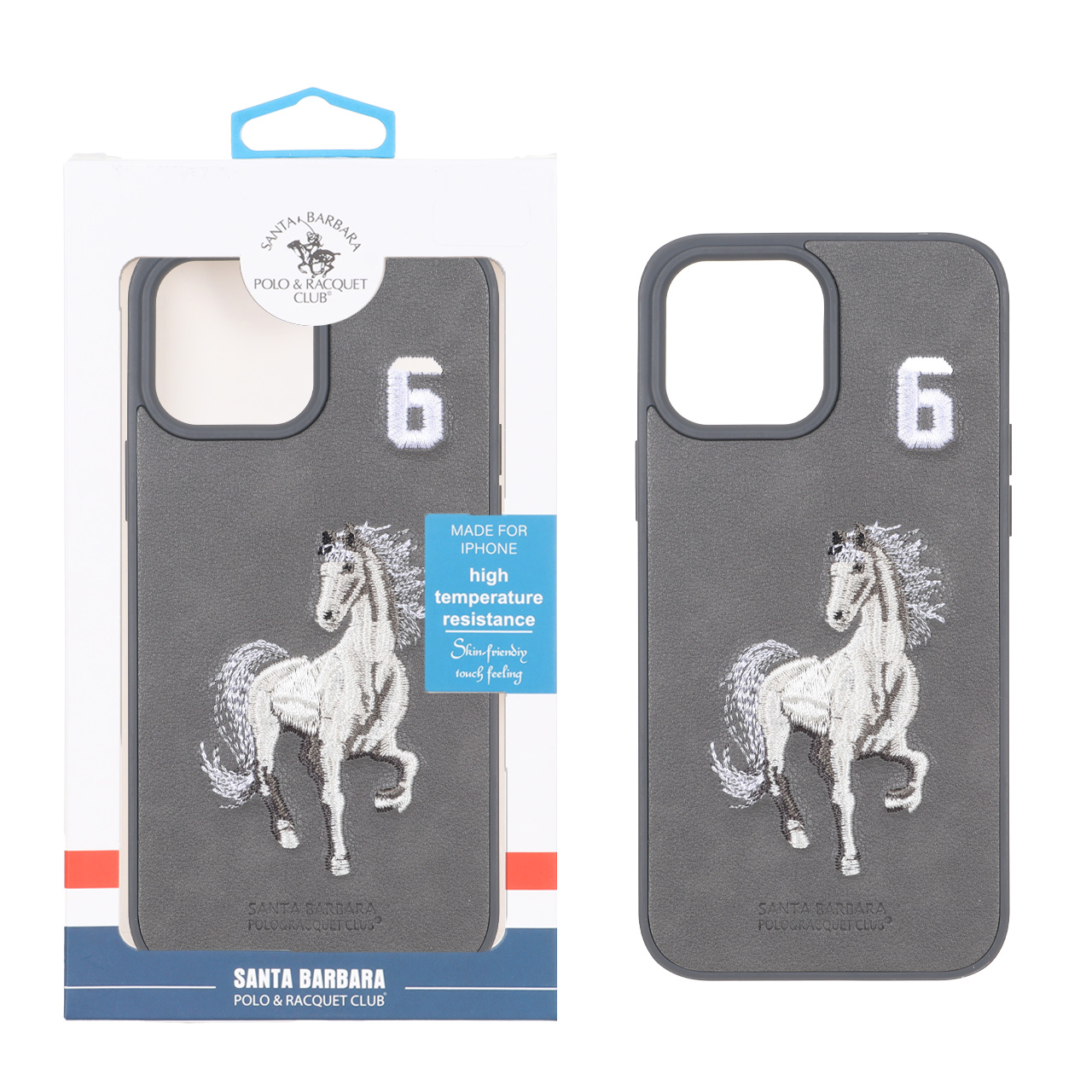 قاب چرمی طرح اسب پولو و عدد 6 Santa Barbara Polo مناسب برای آیفون 13 پرو مکس