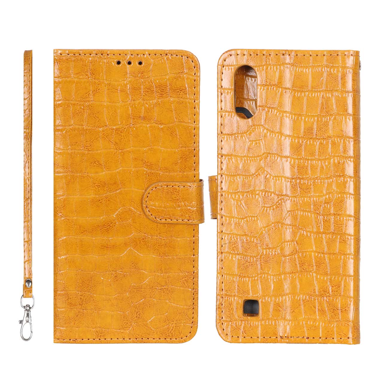 کیف موبایل مگنتی کروکو طرح چرم عسلی مناسب برای سامسونگ گلکسی A10 و M10