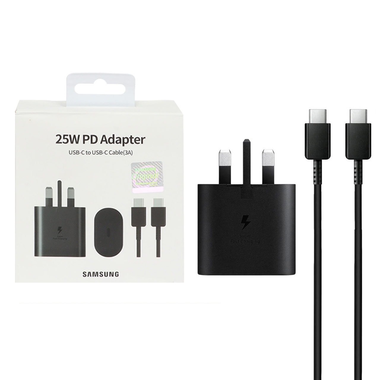 شارژر دیواری 25 وات سه پین فست و PD تک پورت SAMSUNG Type-C مدل EP-TA800 به همراه کابل شارژ Type-C