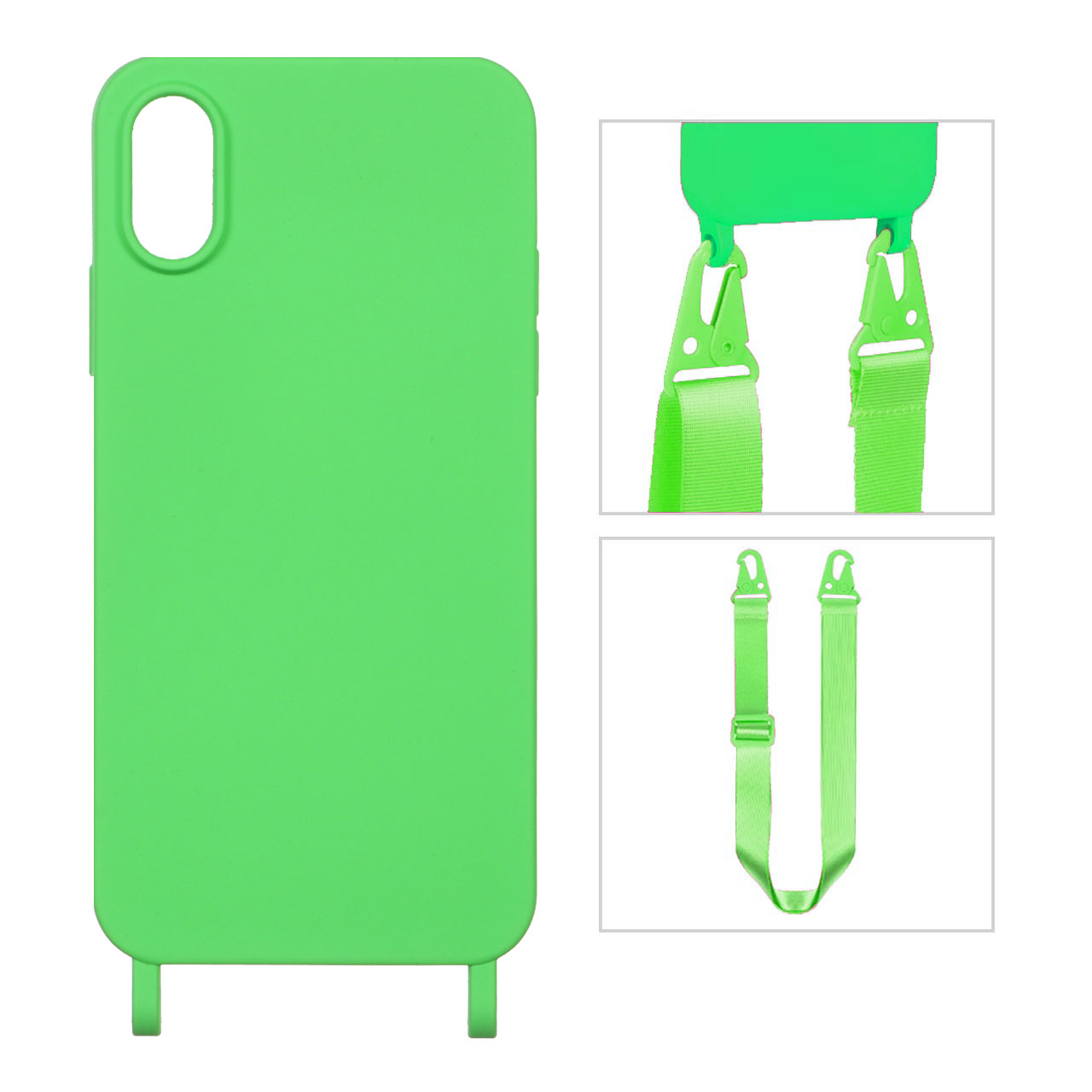 قاب CrossBody با بند لندیار Apple iPhone X / iPhone XS - سبز فسفری