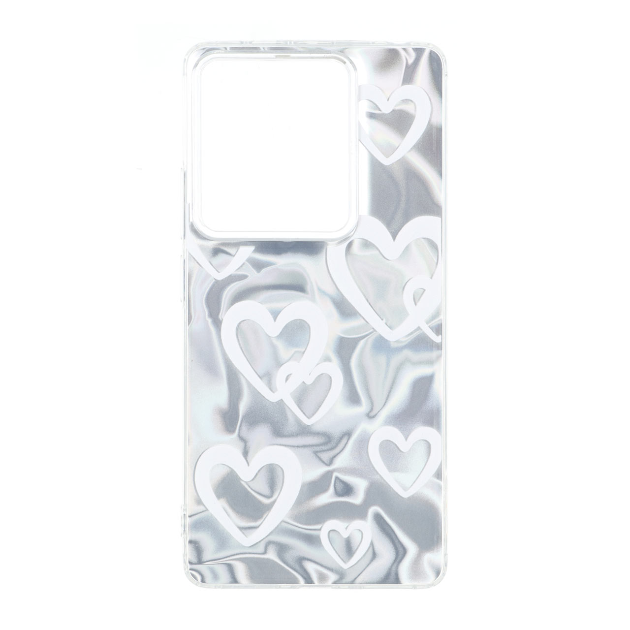 قاب طرح Silver Cloud دور ژله‌ای با قلب‌های سه‌بعدی مناسب برای شیائومی ردمی نوت ۱۴ اس / ردمی نوت ۱۳ پرو ۴ جی / پوکو ام ۶ پرو ۴ جی