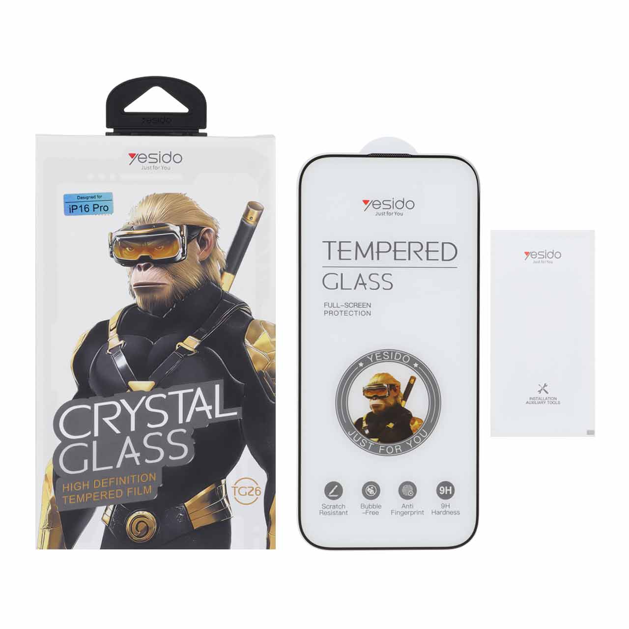 محافظ صفحه نمایش شیشه ای Yesido Crystal Glass مناسب برای آیفون 17 و آیفون 16 پرو