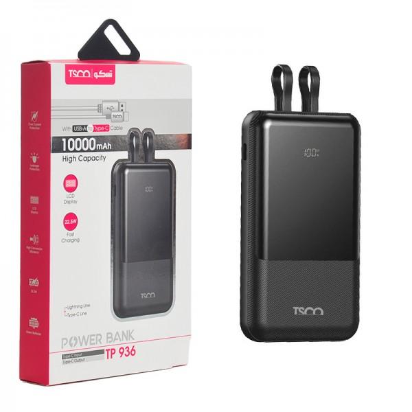 پاوربانک تسکو (TSCO) مدل TP 936 ظرفیت 10000mAh + دو کابل همراه