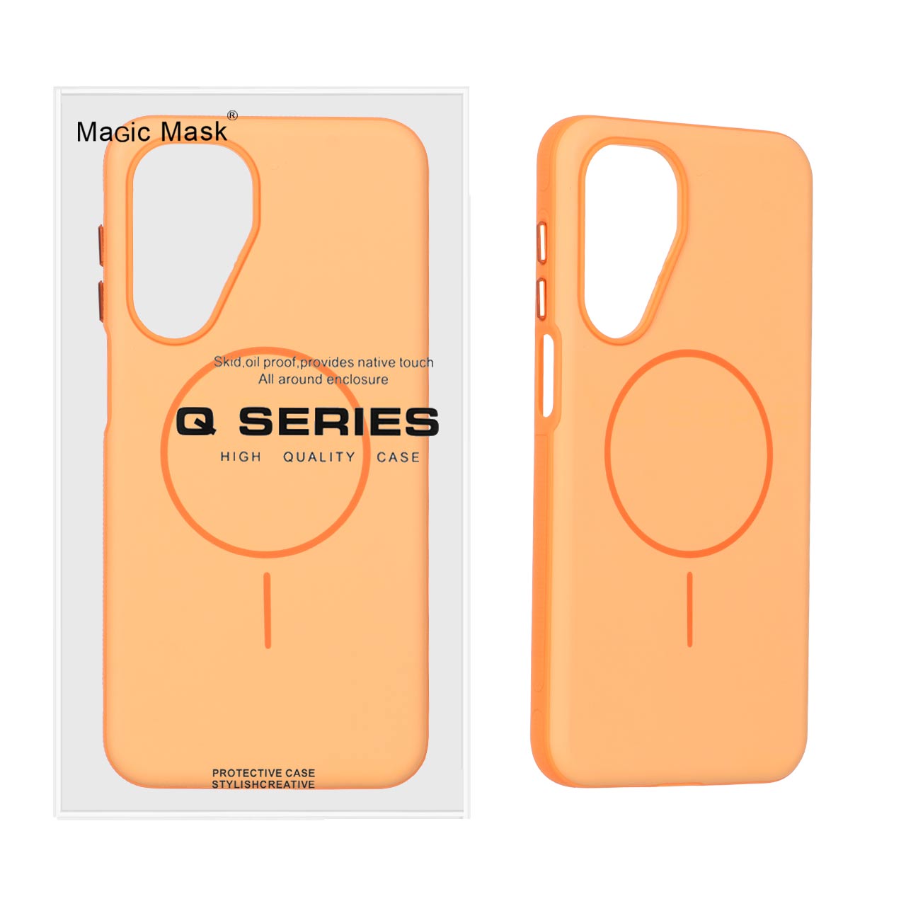 قاب Defender Shield پشت سخت مگ‌سیف نارنجی Q Series مناسب برای سامسونگ گلکسی A16