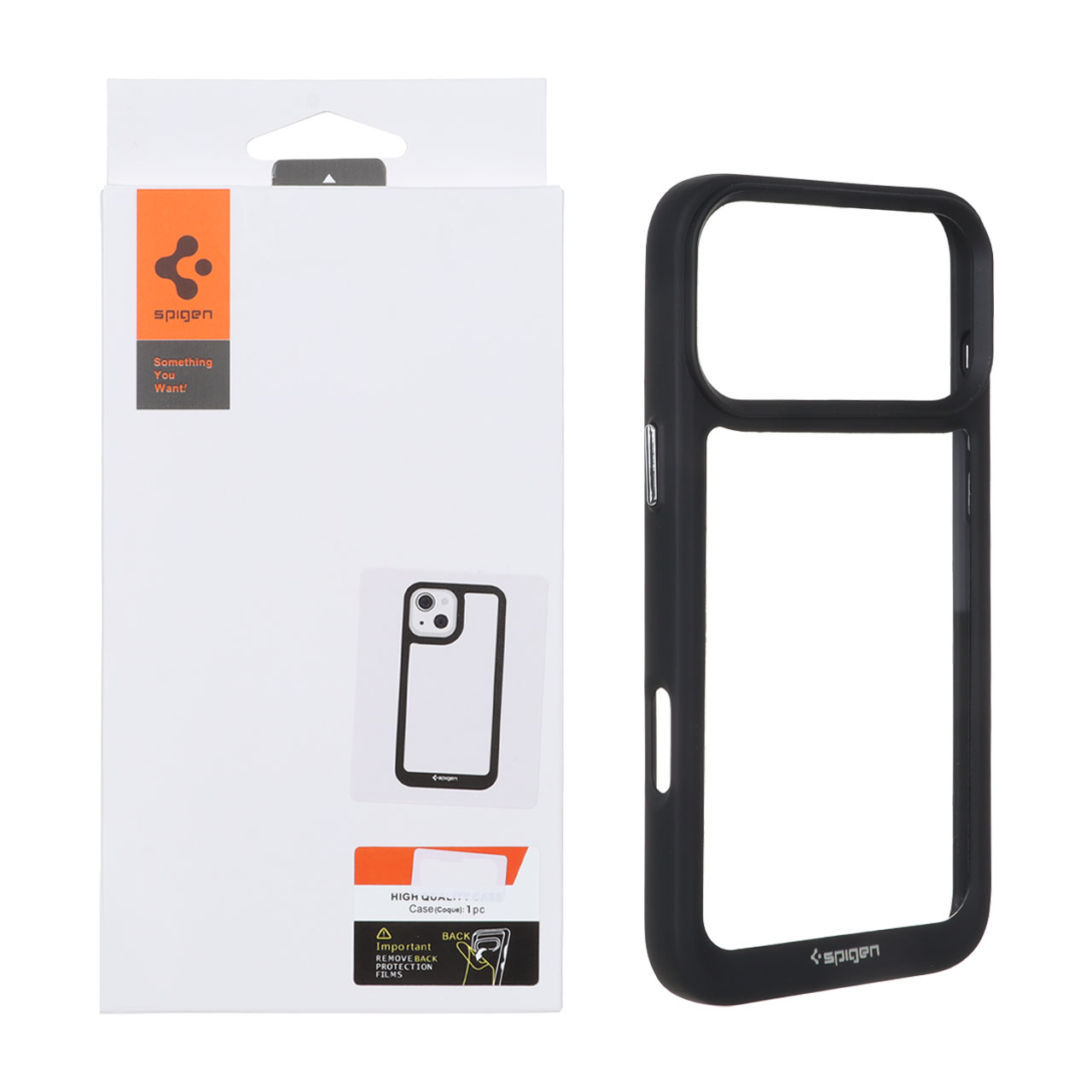 قاب اورجینال Spigen آیفون 17 پرو مکس - مشکی شفاف (پک دار)