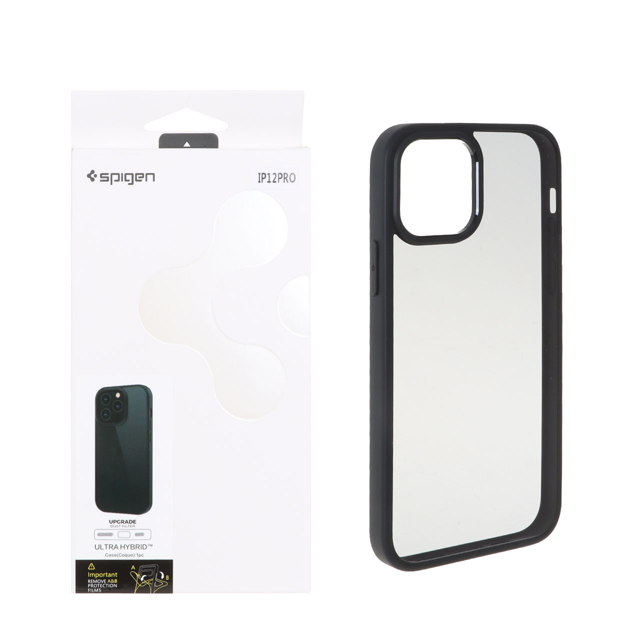 قاب طرح Ultra Hybrid Spigen با توری اسپیکر فلزی مناسب برای آیفون 12 پرو و آیفون 12 مشکی