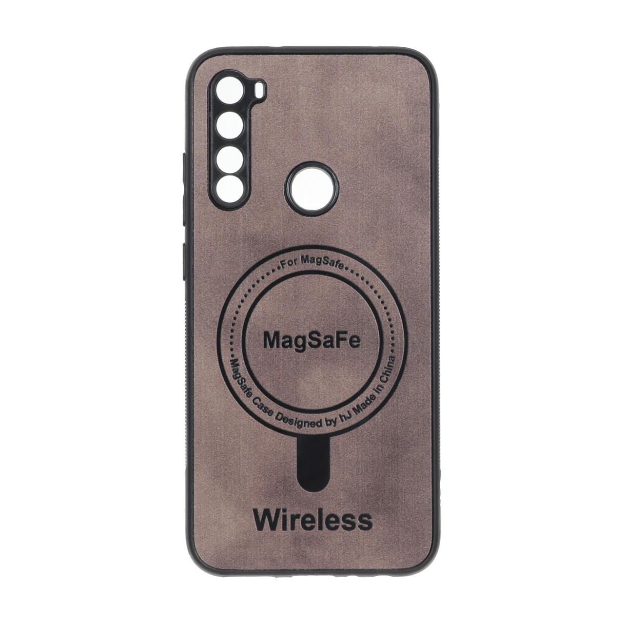قاب Wireless طرح مگ سیف محافظ لنز برجسته قهوه‌ای مناسب برای شیائومی ردمی نوت 8
