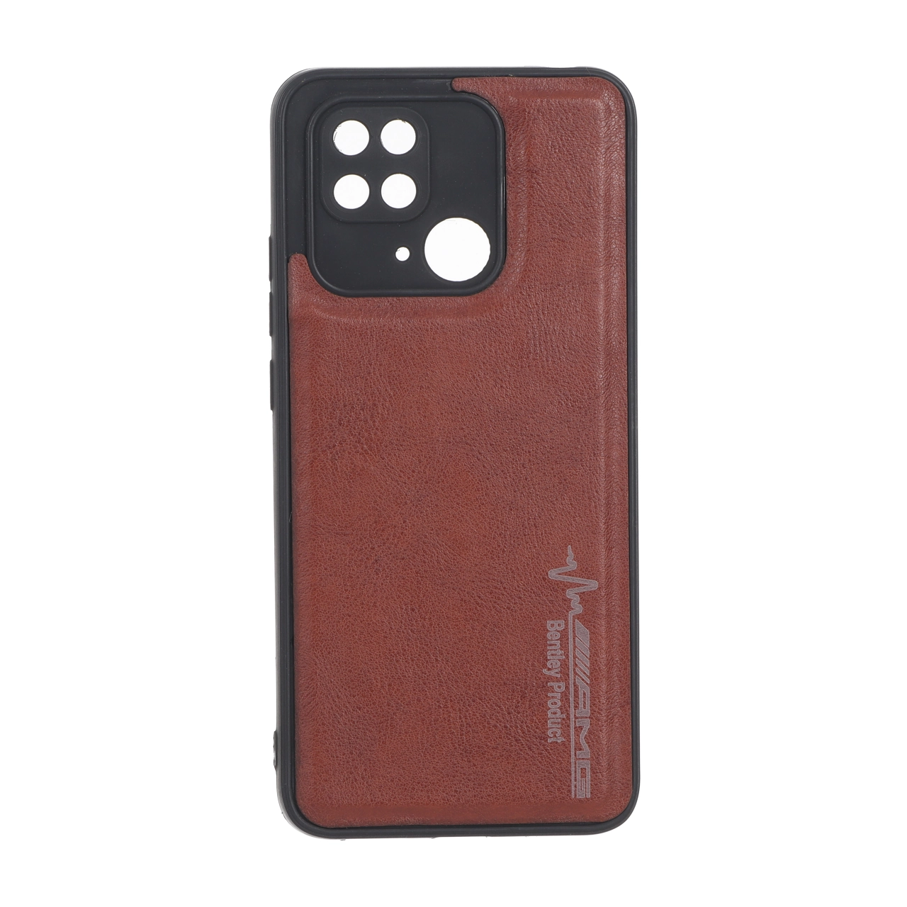 قاب طرح چرم AMG محافظ لنزدار Xiaomi Redmi 10C / Redmi 10 Power / Poco C40 - قهوه ای