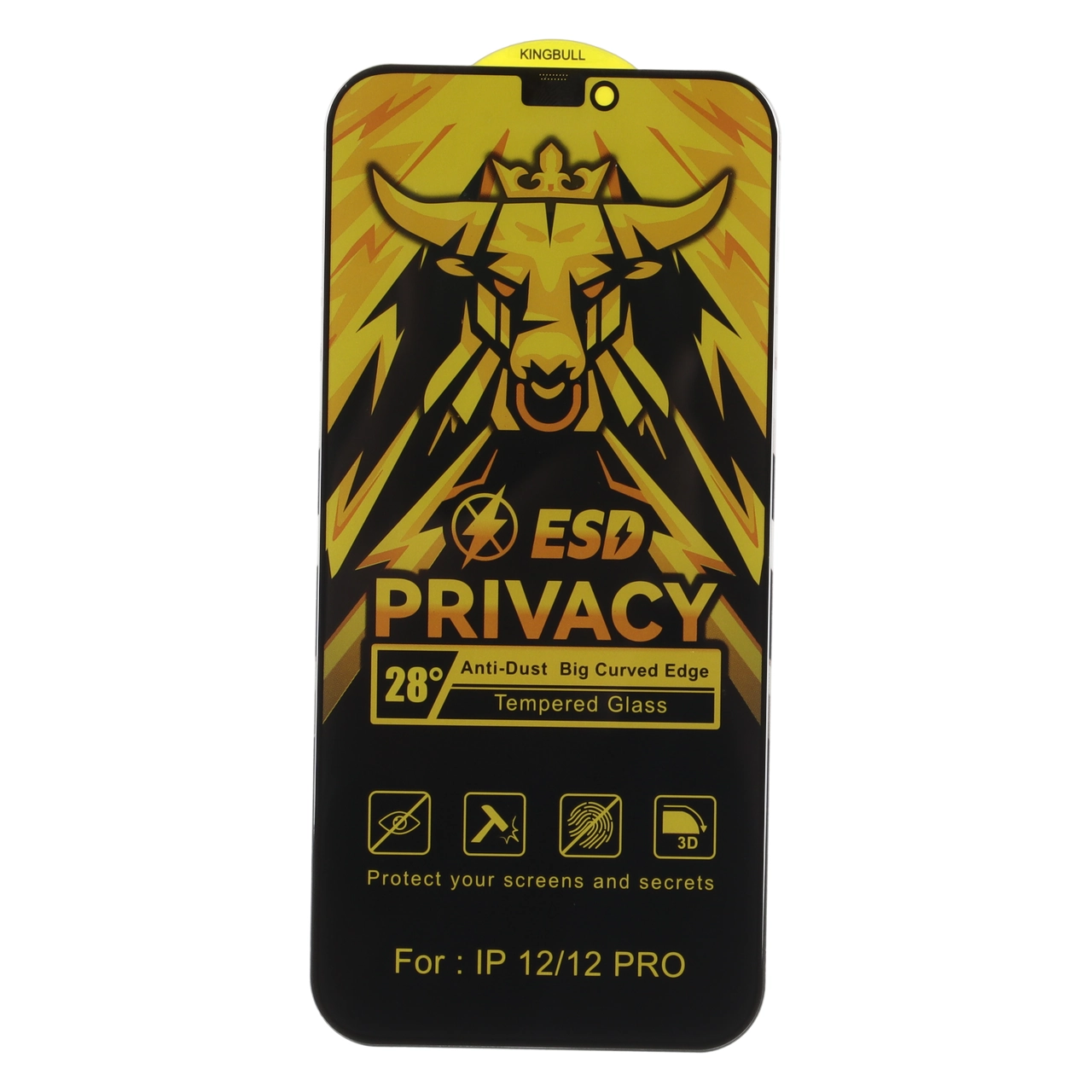 محافظ صفحه نمایش حریم شخصی فول کاور Bull Privacy ESD مناسب برای آیفون 12 و آیفون 12 پرو