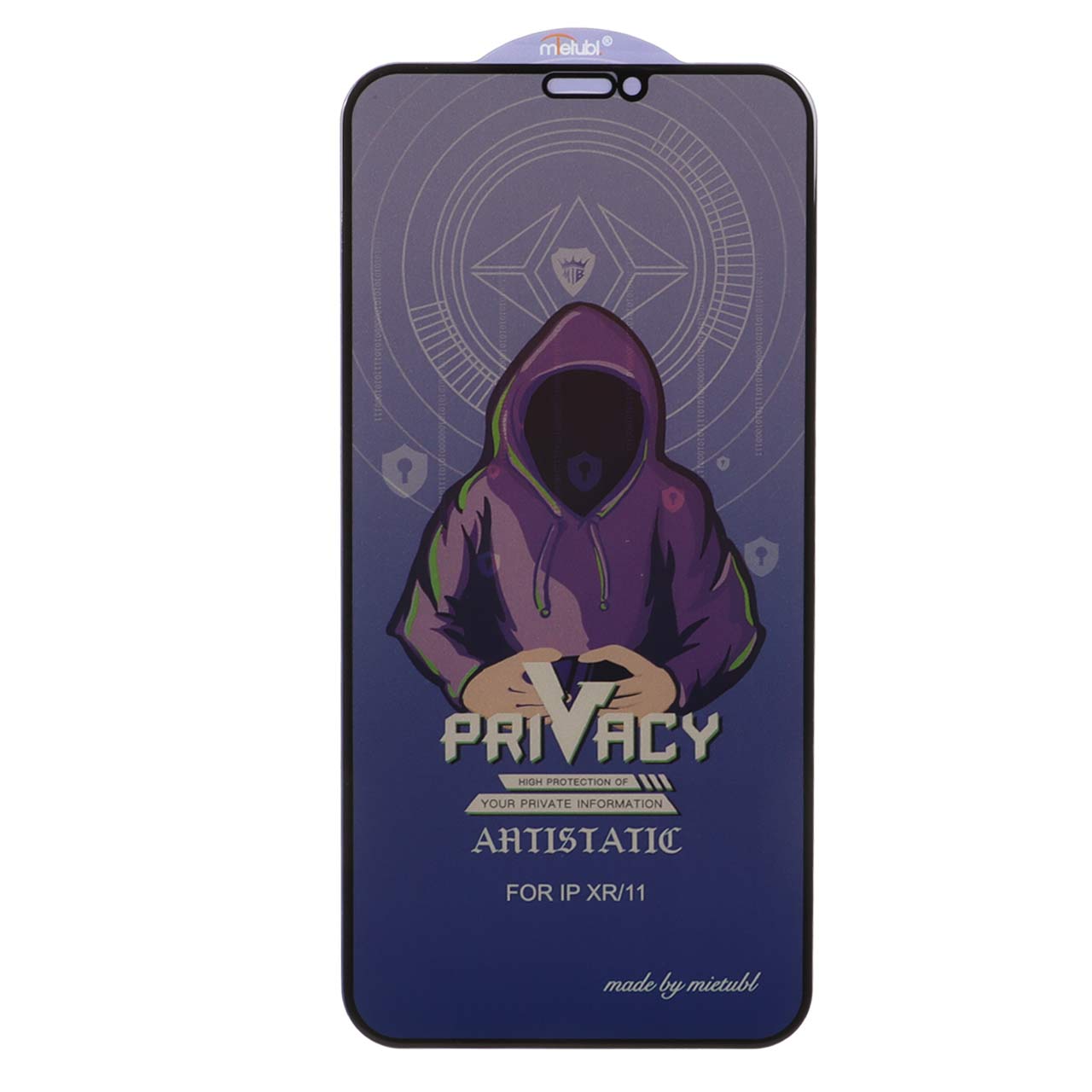 محافظ صفحه نمایش شیشه‌ای حریم شخصی فول کاور Mietubl Anti Static Privacy مدل NTC مناسب برای آیفون 11 و آیفون XR