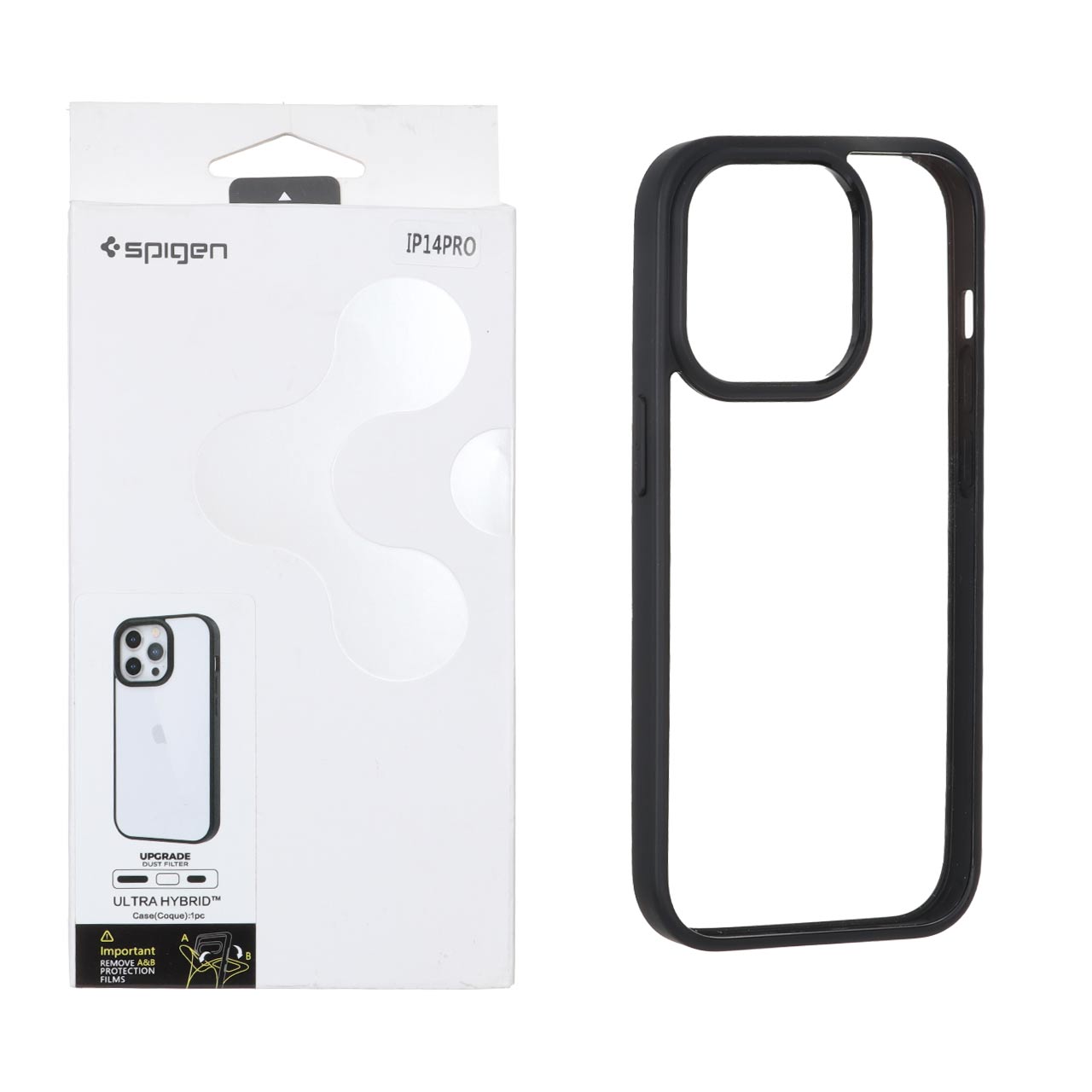 قاب اورجینال Spigen مدل Ultra Hybrid با بامپر مشکی و توری فلزی اسپیکر مناسب برای آیفون 14 پرو