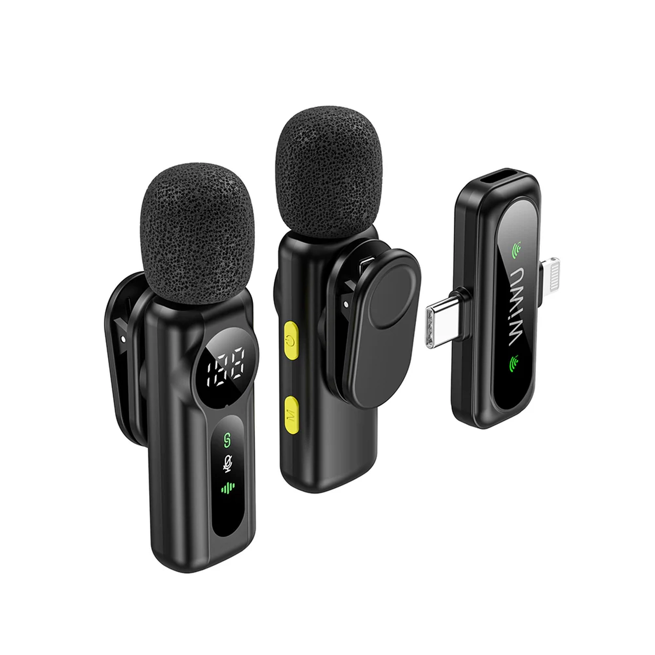 میکروفون بی سیم Wiwu مدل Wi-WM007 با دانگل Lightning و Type-C مشکی