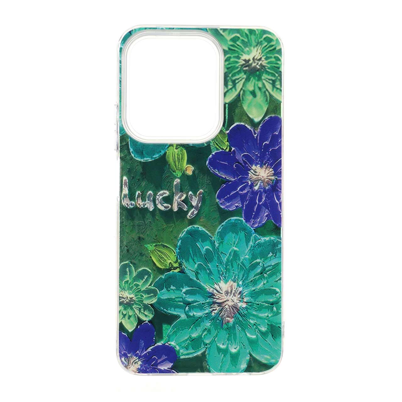 قاب طرح اطلسی Flower دور شفاف مناسب برای شیائومی ردمی ۱۵ سی و پوکو سی ۸۵