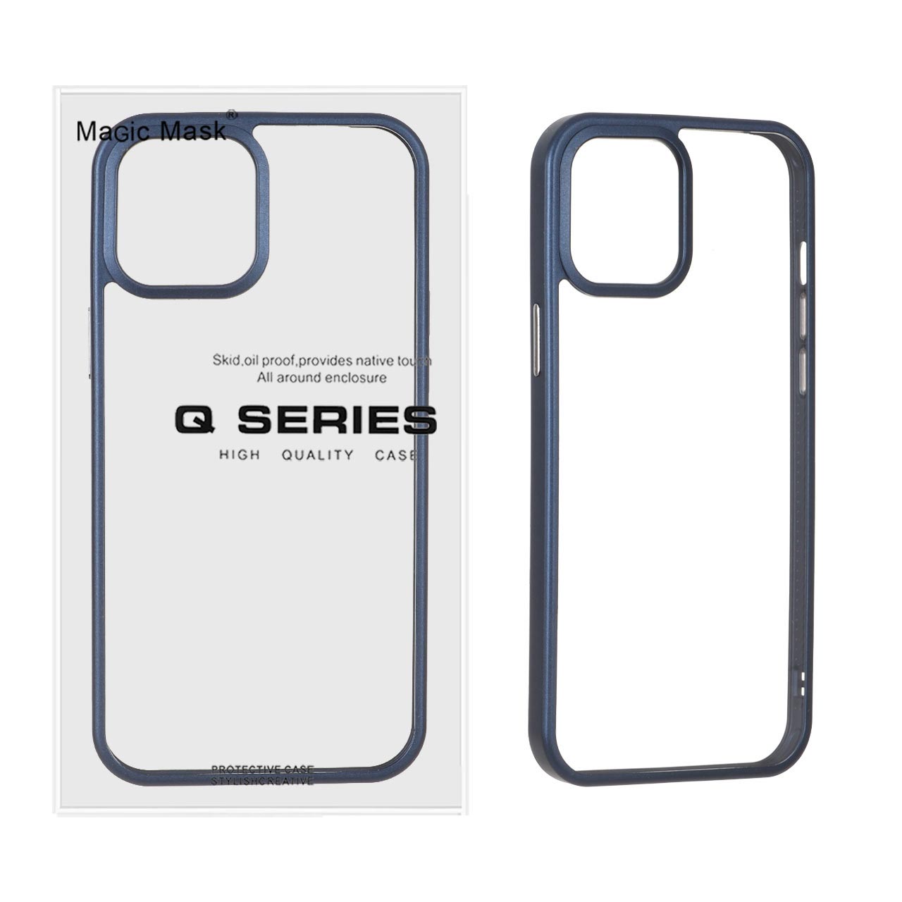 قاب اورجینال Q Series شفاف Ice سرمه‌ای مناسب برای آیفون 13 و آیفون 14