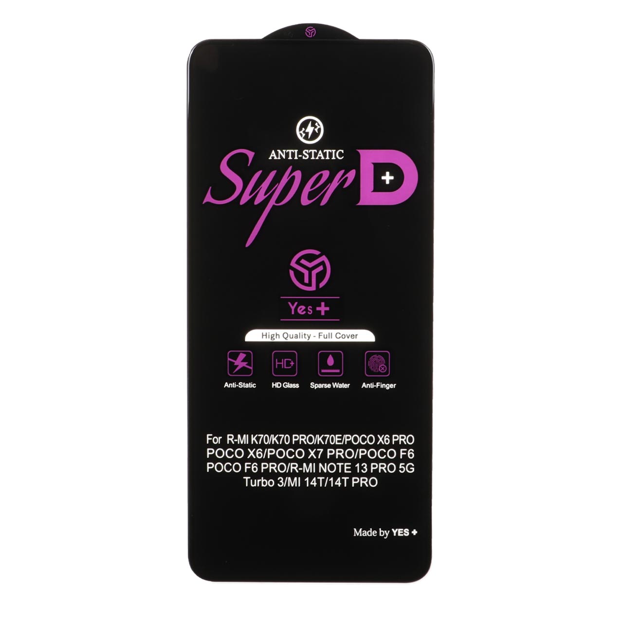 محافظ صفحه نمایش شیشه‌ای Super D آنتی استاتیک Yes Plus مناسب برای شیائومی پوکو X6 پرو 5G، پوکو F6 پرو 5G و ردمی نوت 13 پرو 5G