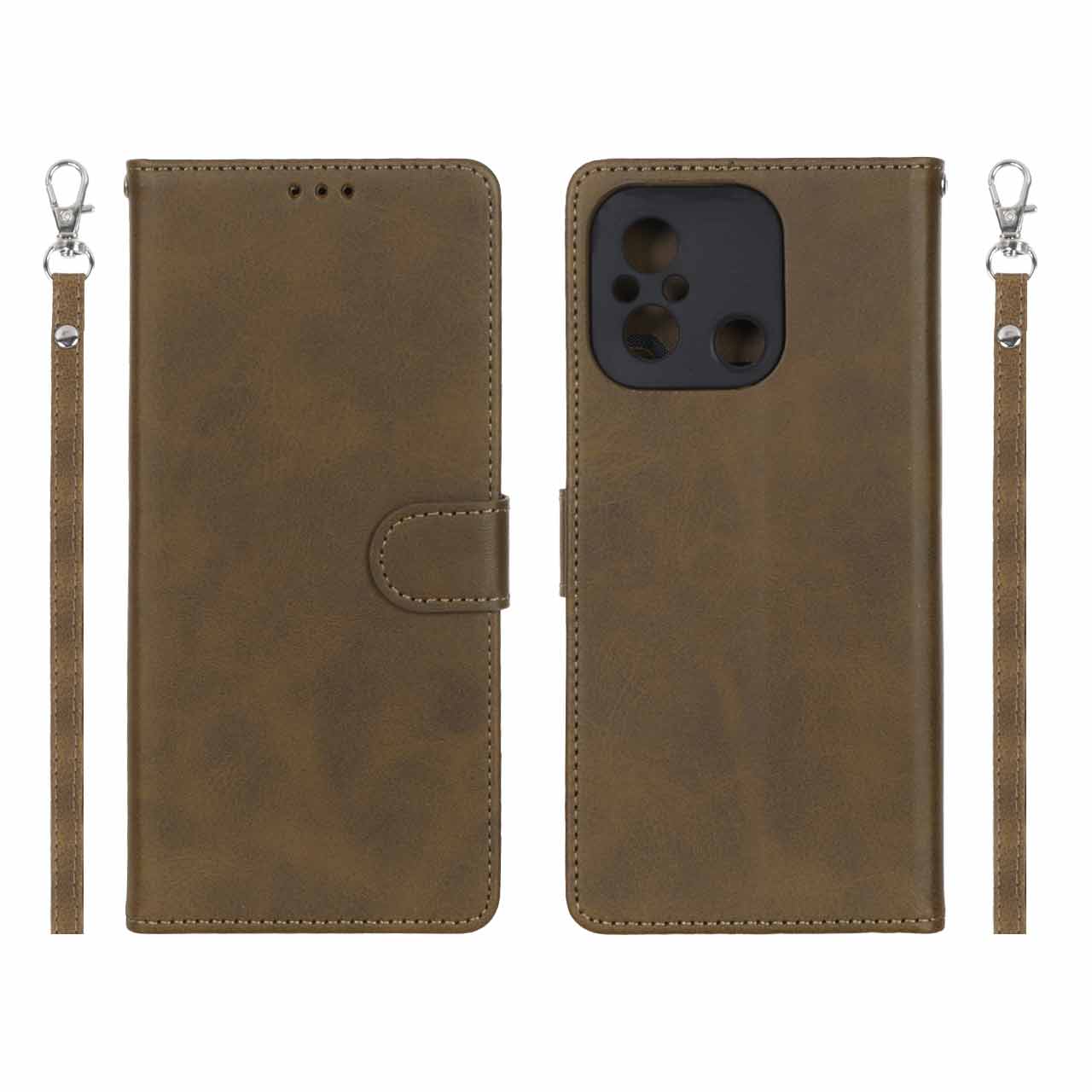 کیف مگنتی طرح چرم مدل Wallet سبز زیتونی مناسب برای شیائومی ردمی 12C، ردمی 11A و پوکو C55