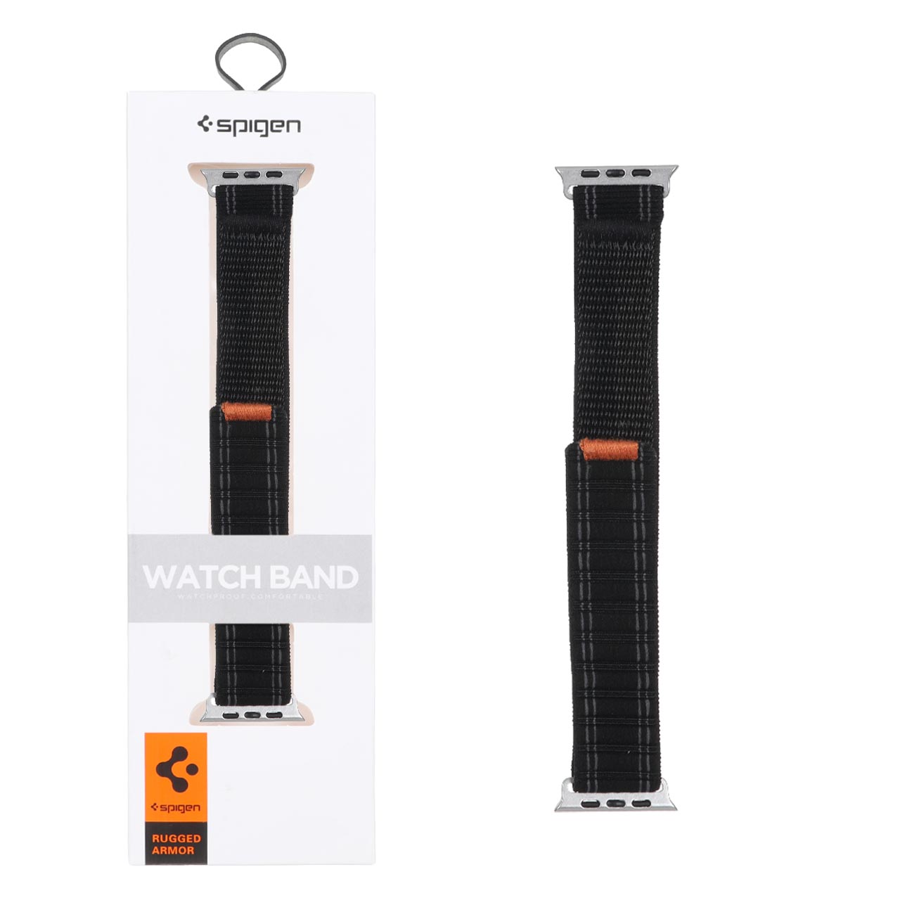 بند اپل واچ Spigen مدل Rugged Armor ولکرو مناسب سایزهای 42 تا 49 میلی‌متر - مشکی