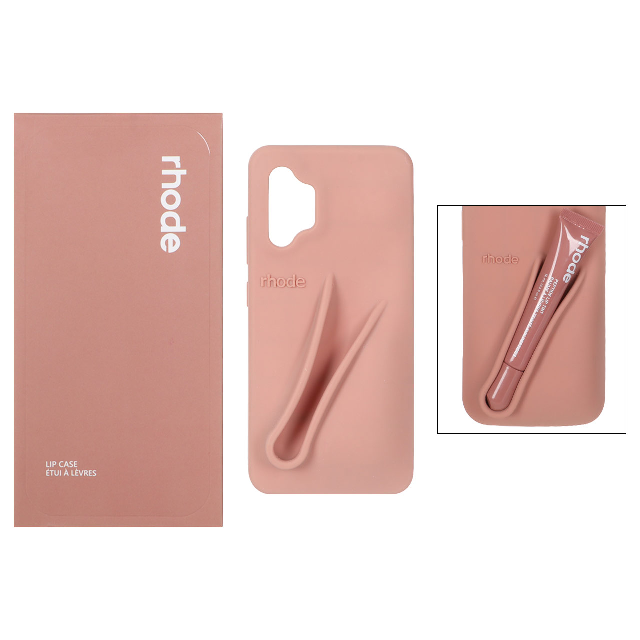 قاب سیلیکونی پاک کنی اورجینال rhode با ست لیپ گلاس Samsung Galaxy A32 4G - کرم نارنجی