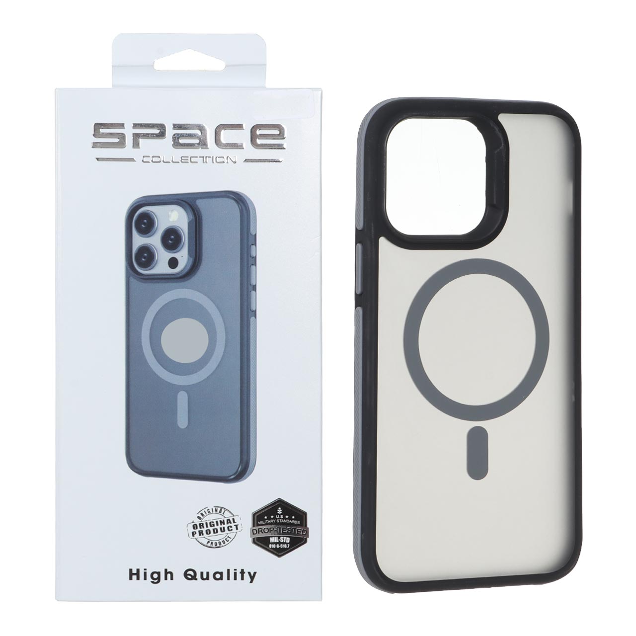 قاب Space مات مگ‌سیف دور هاشور خاکستری مناسب برای آیفون 14 پرو مکس