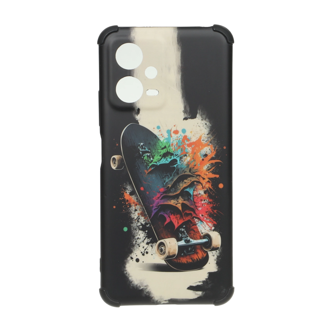 قاب طرح اسکیت برد رنگارنگ بامپردار مناسب برای شیائومی ردمی نوت ۱۲ 5G و پوکو X5 5G