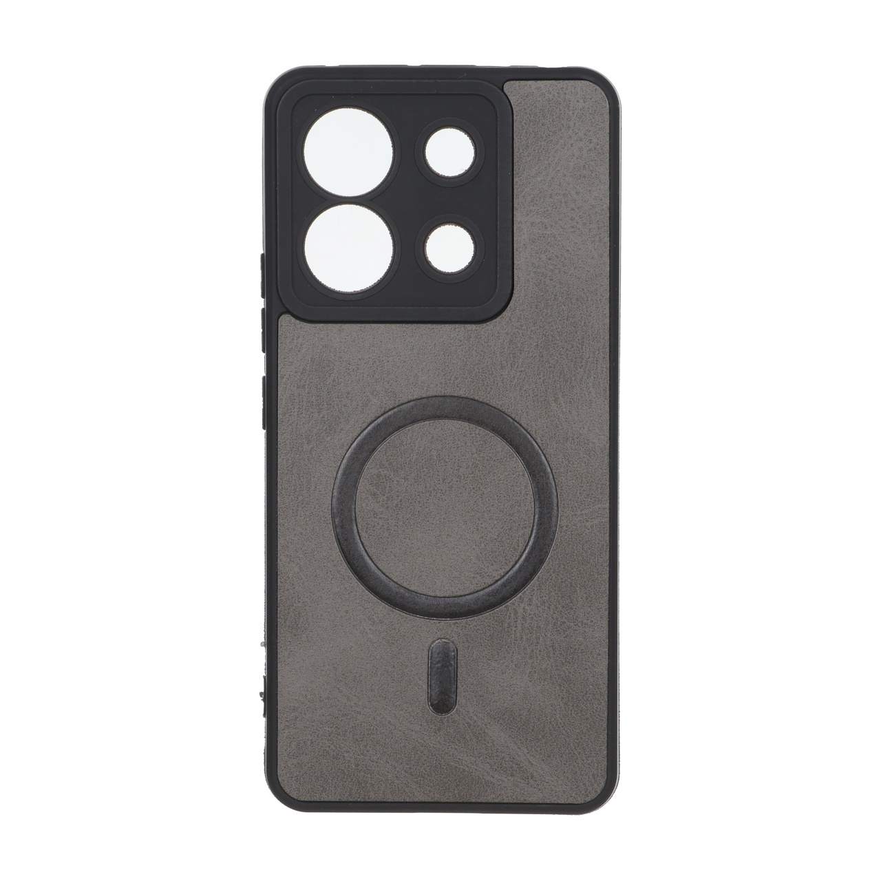 قاب چرمی طرح مگ سیف محافظ لنزدار Xiaomi Redmi Note 13 Pro 5G / Poco X6 5G - خاکستری