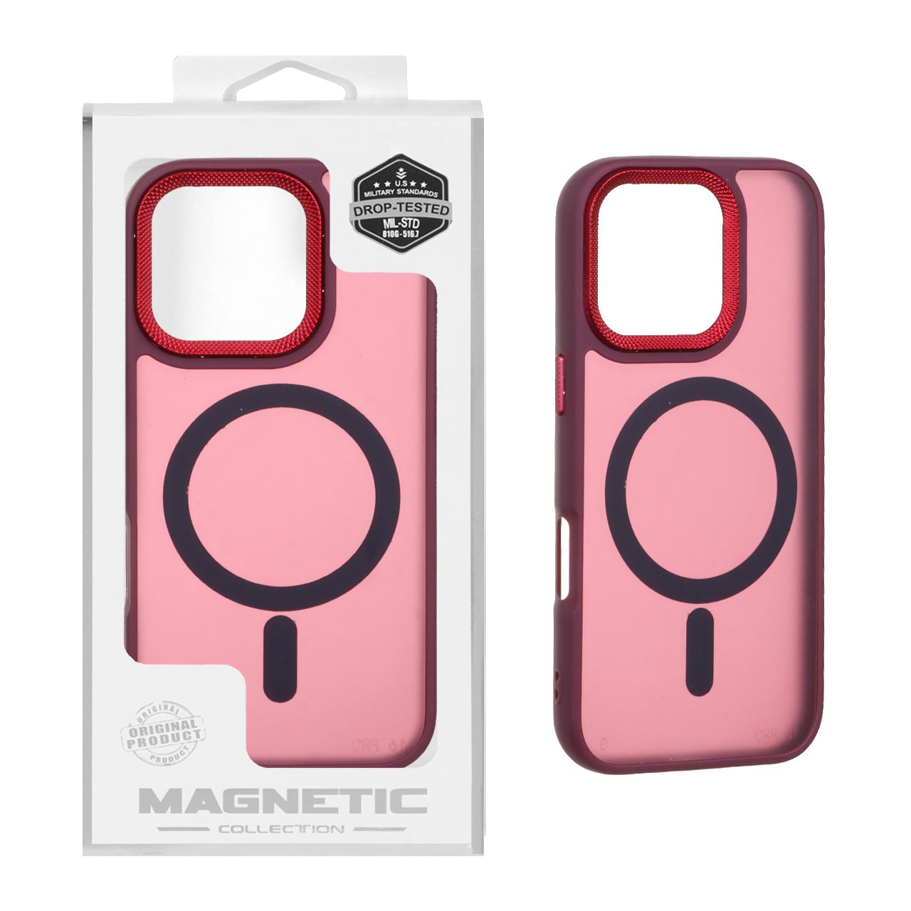 قاب Magnetic مات Magsafe لنز کربن Apple iPhone 16 Pro - زرشکی