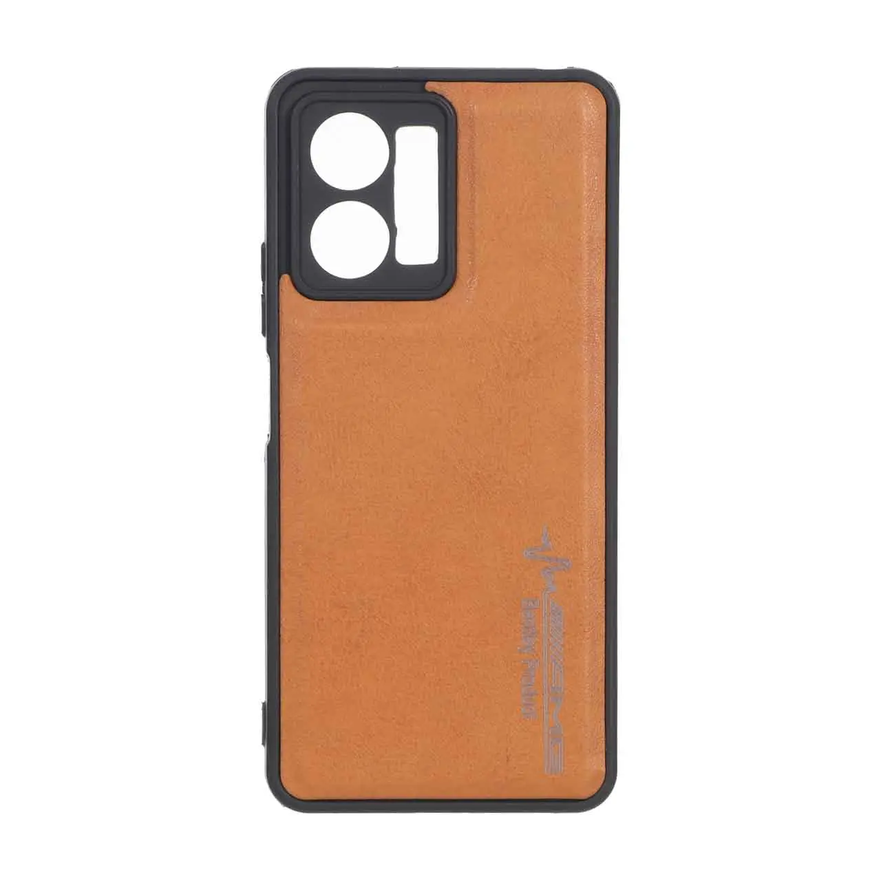 قاب طرح چرم AMG محافظ لنزدار Xiaomi Redmi Note 12 5G / Poco X5 5G - عسلی