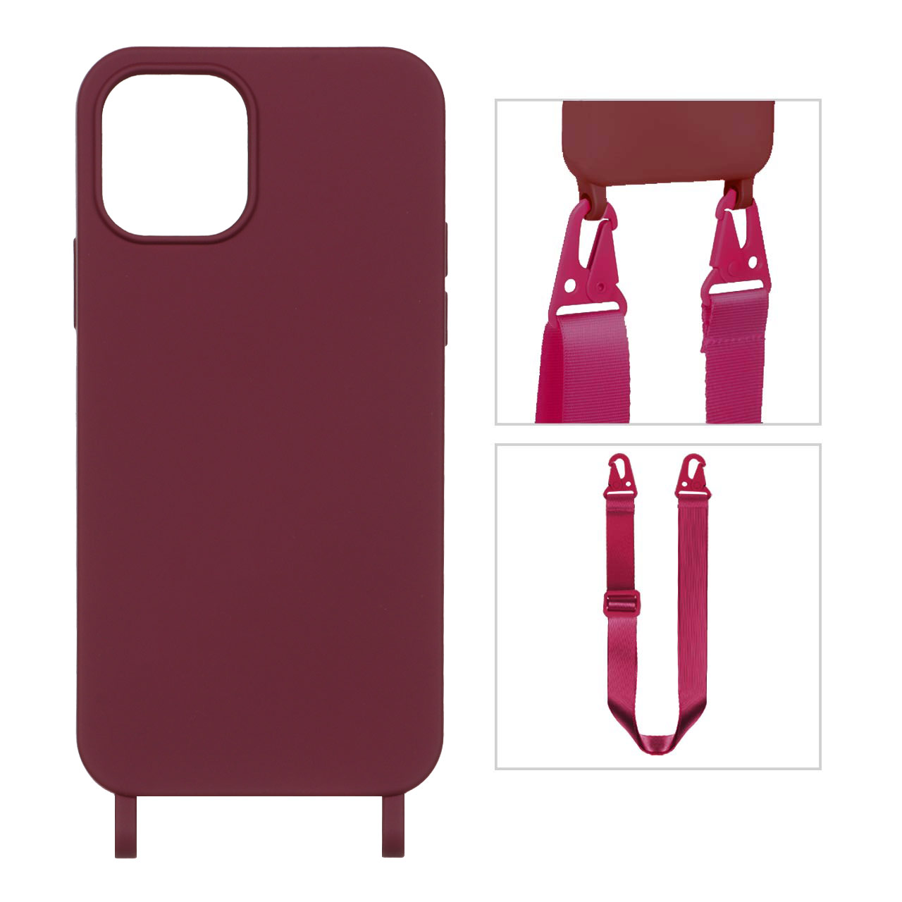 قاب CrossBody با بند لندیار Apple iPhone 11 Pro - زرشکی