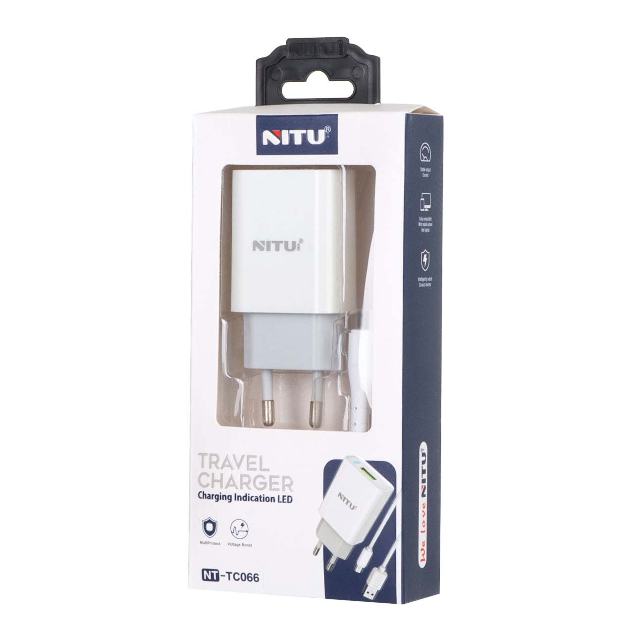 شارژر دیواری فست Nitu مدل NT-TC066 به همراه کابل Micro USB سفید