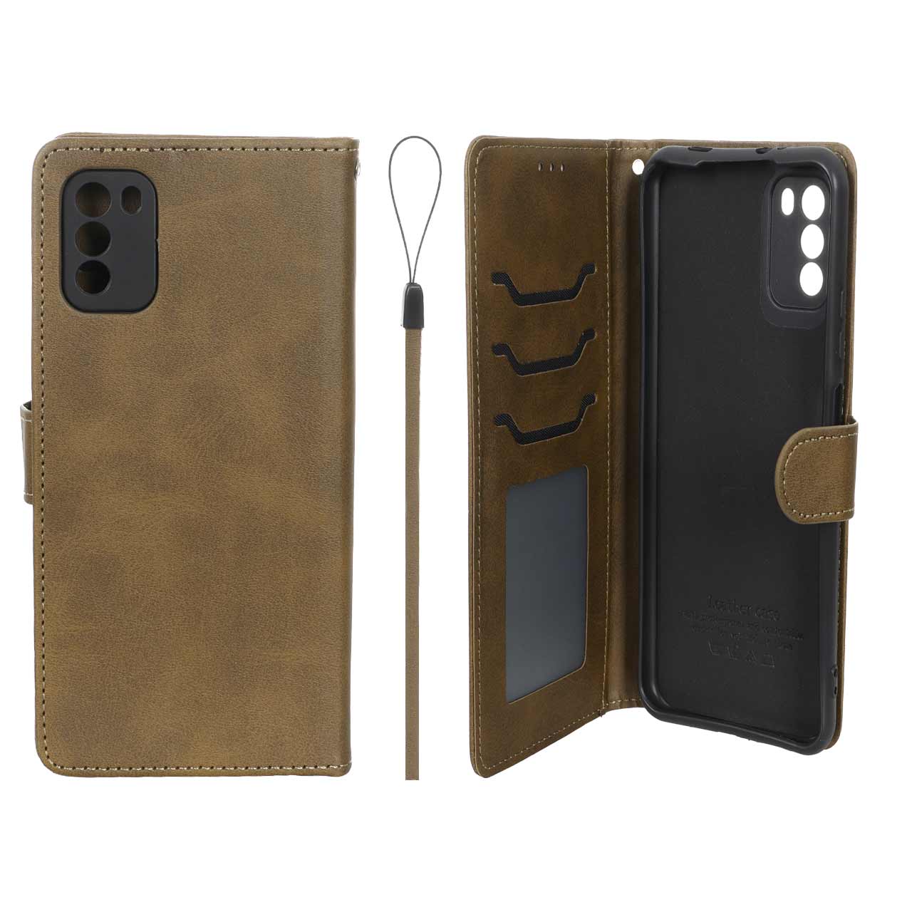 کیف مگنتی چرمی داخل خز MNC Plus مناسب برای شیائومی پوکو M3 طرح سبز زیتونی