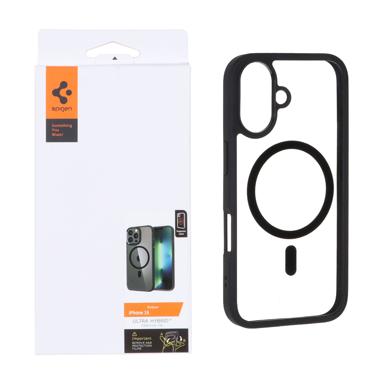 قاب Spigen Ultra Hybrid شفاف مشکی مگ سیف مناسب برای آیفون 16