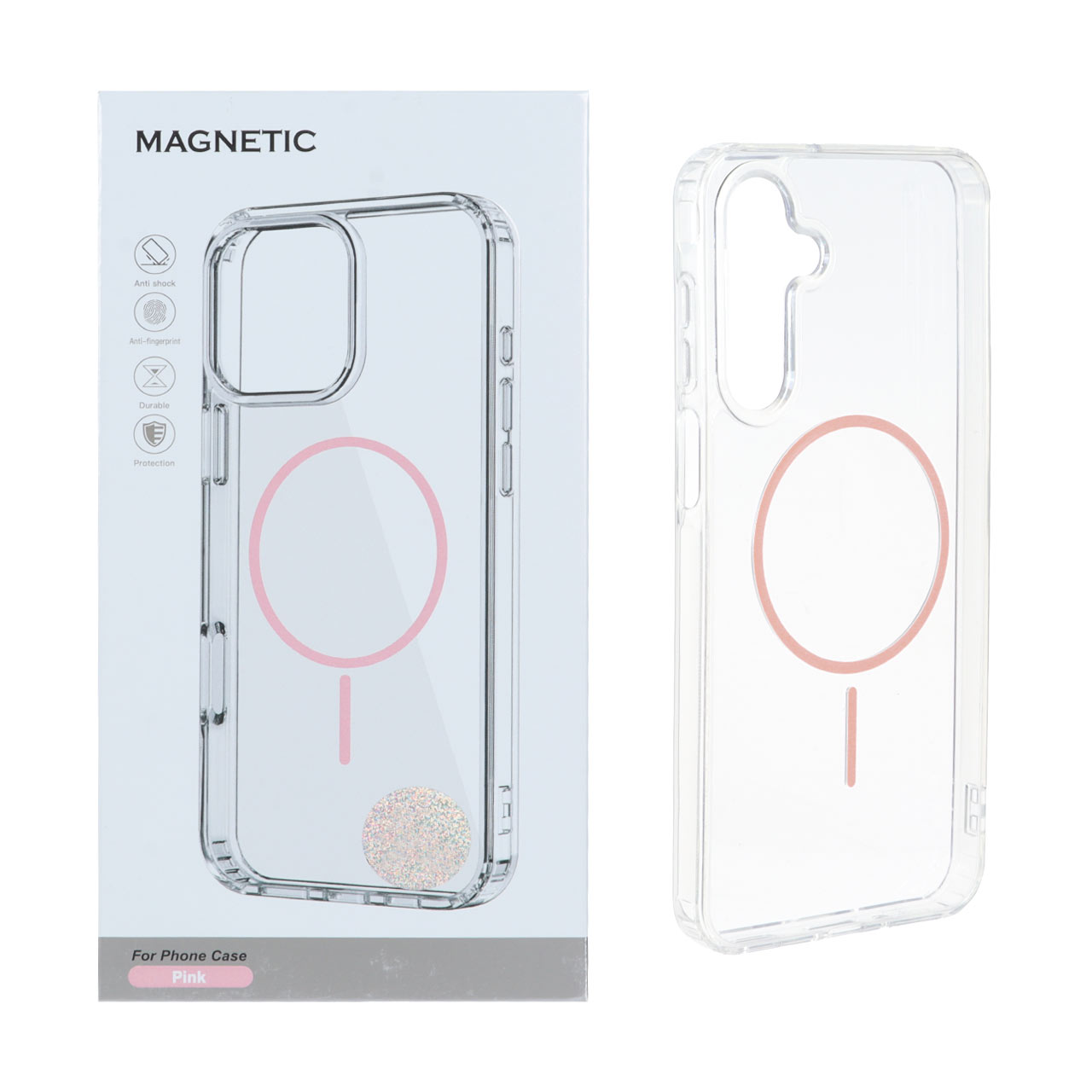 قاب طرح مگ سیف Magnetic دور ژله ای صورتی مناسب برای سامسونگ گلکسی A16