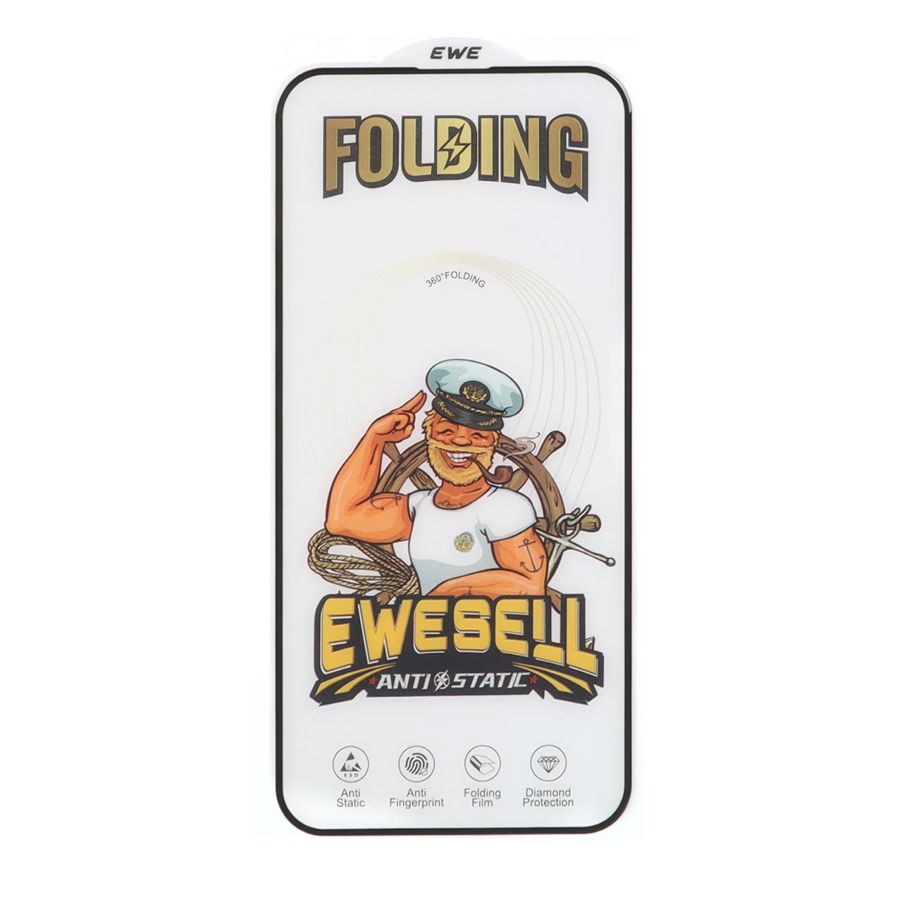 محافظ صفحه نمایش شیشه ای فول کاور Ewesell Anti Static Folding مناسب برای آیفون ۱۵ پرو مکس