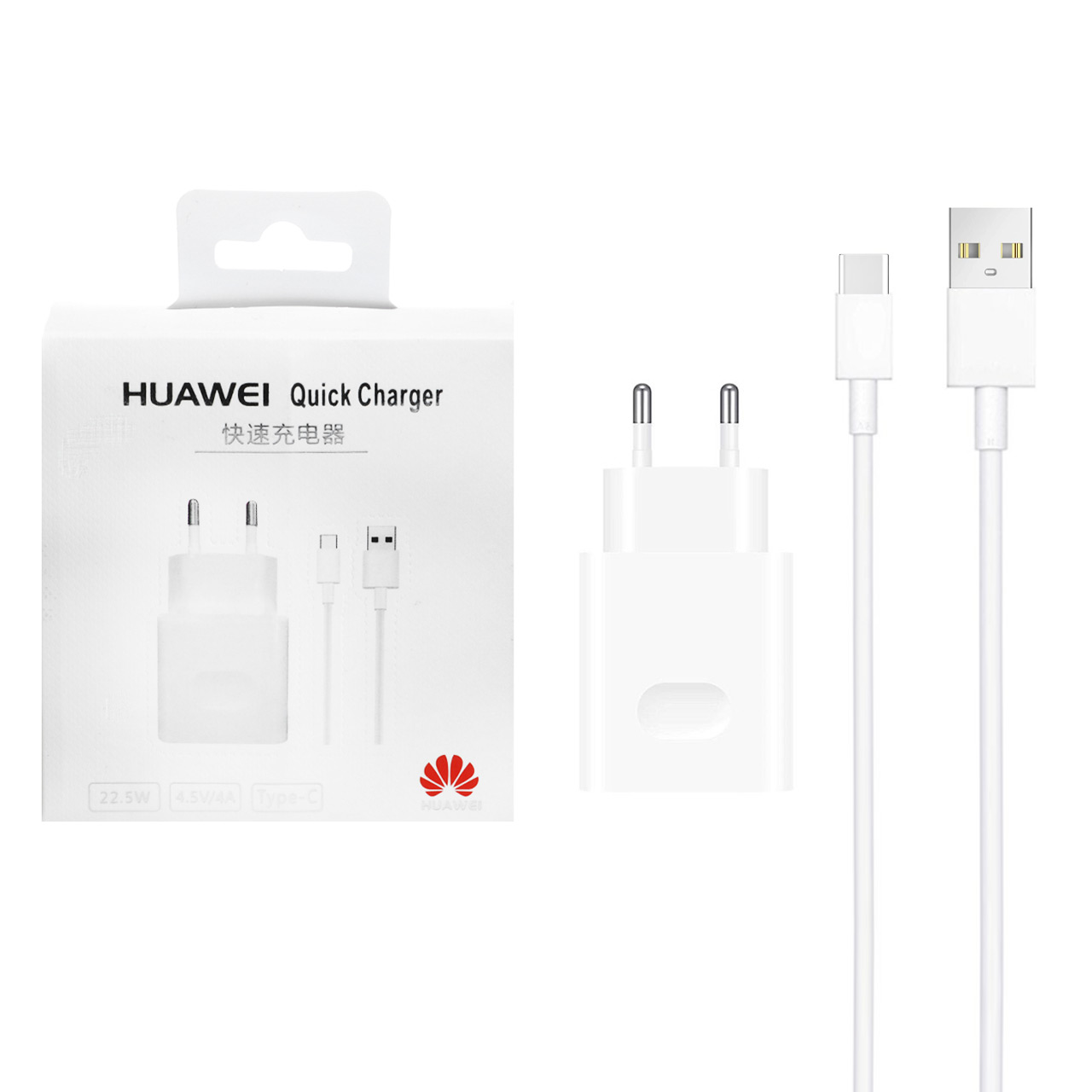 شارژر دیواری 40 وات فست تک پورت HUAWEI مدل HW-050450W00 به همراه کابل شارژ Type-C 