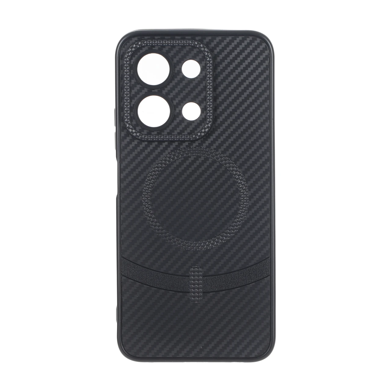 قاب هاشور لنز برجسته طرح مگ سیف سوزنی Xiaomi Redmi 15C / Poco C85 - مشکی
